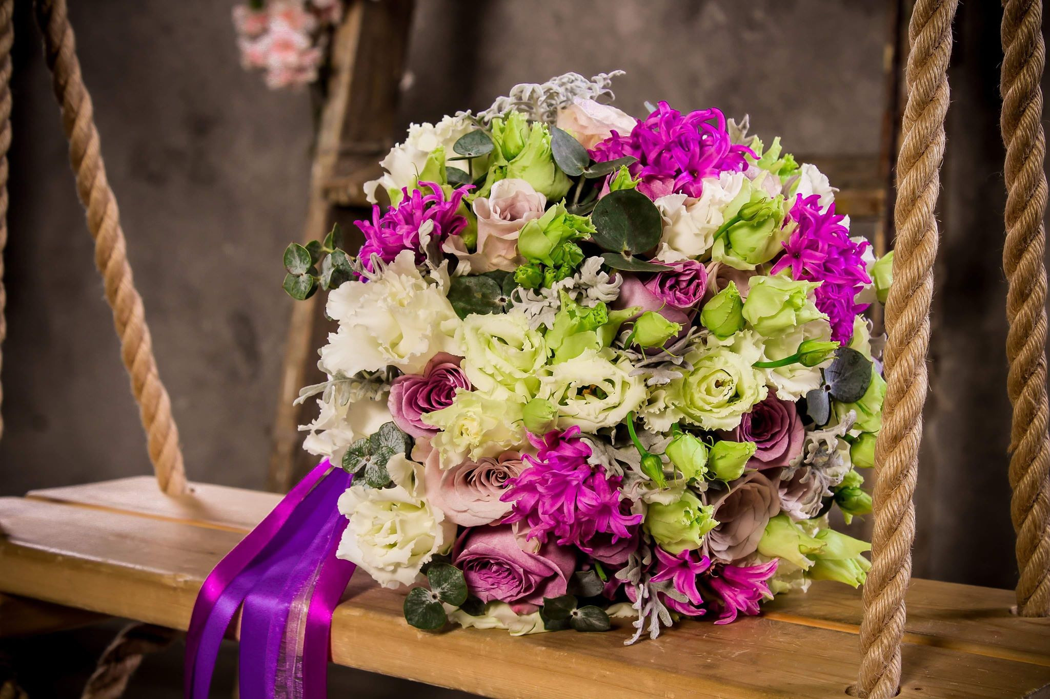 Līgavas pušķis violeta toņos. Event design, decoration, floristry, gift, Irina Novika, Riga, Latvia