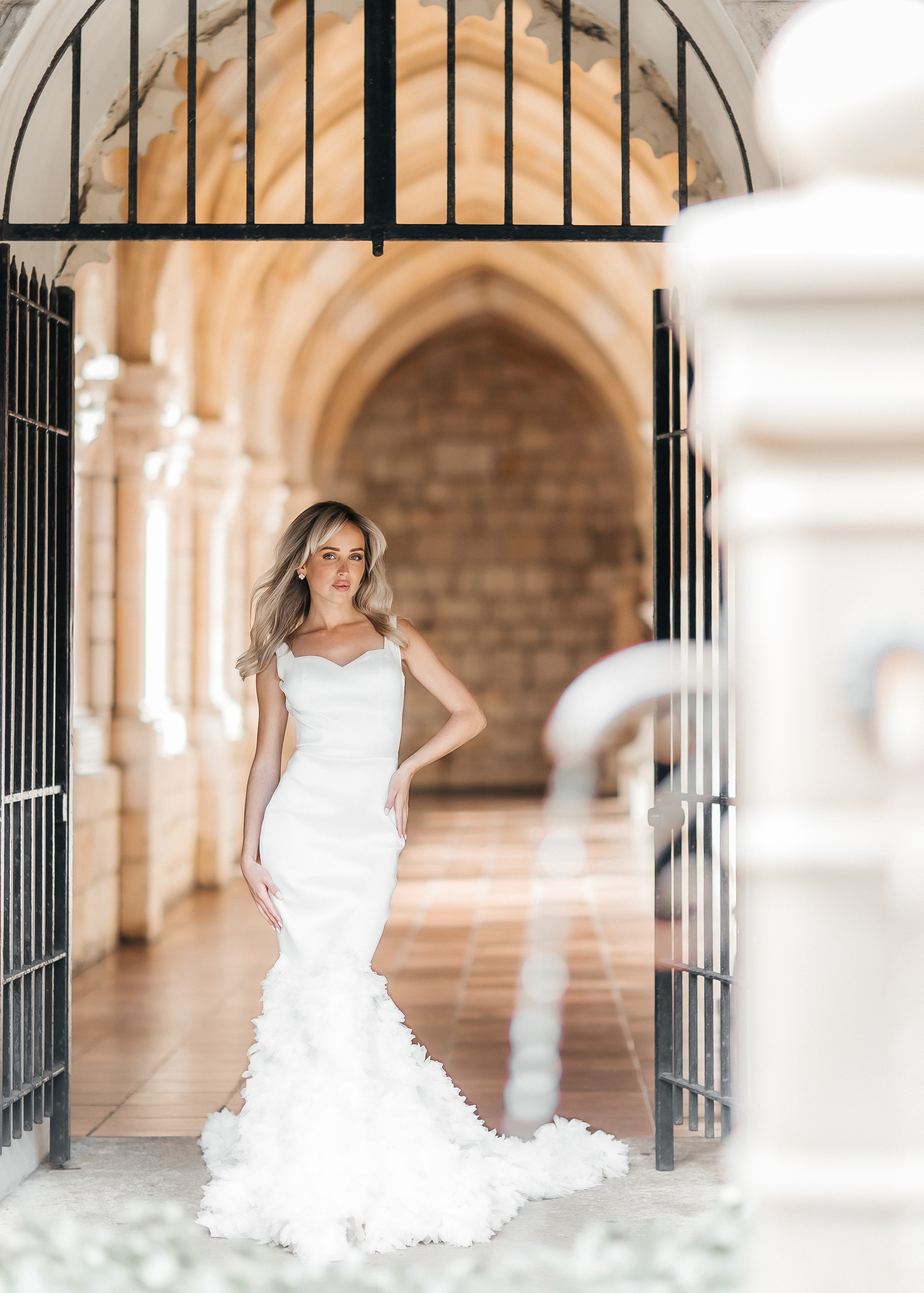 Portraits of the Brides at Spanish Monastery in Miami. Wedding and Event photography, Kisses + Veil