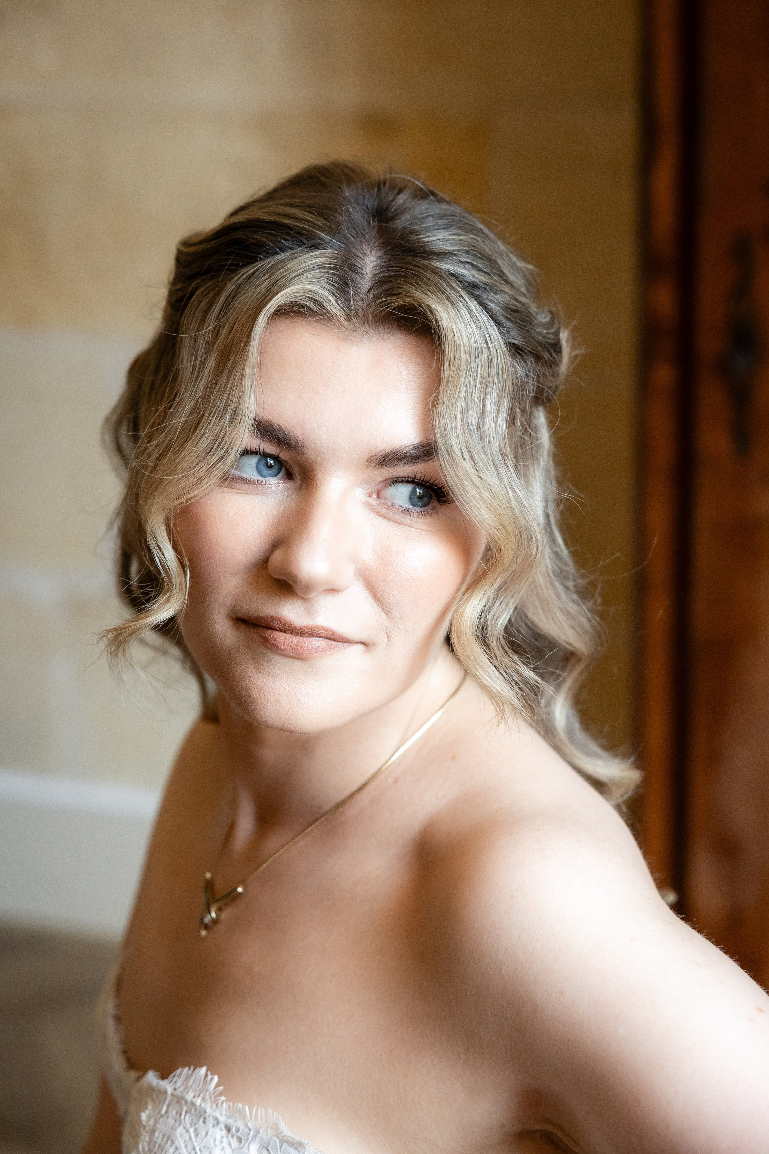 Editorial bridal portrait at Château Sentout, Southwest France wedding