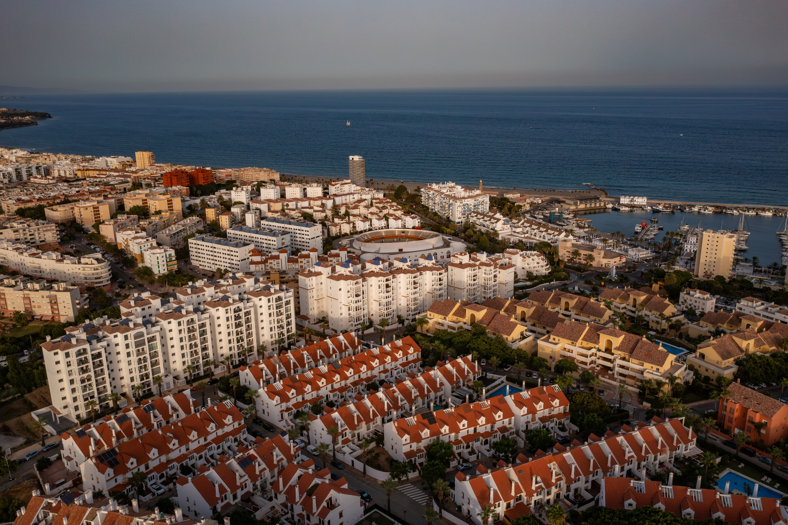 Estepona historic streets and coastline captured from the sky by drone photographer