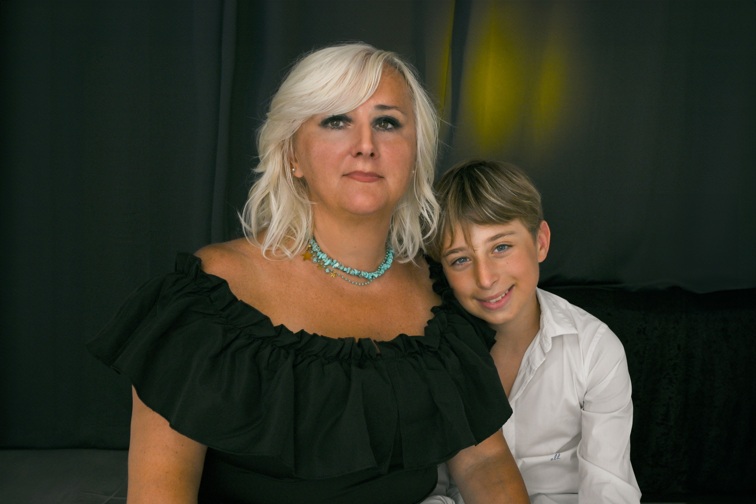 Photo Shooting in studio mother with son