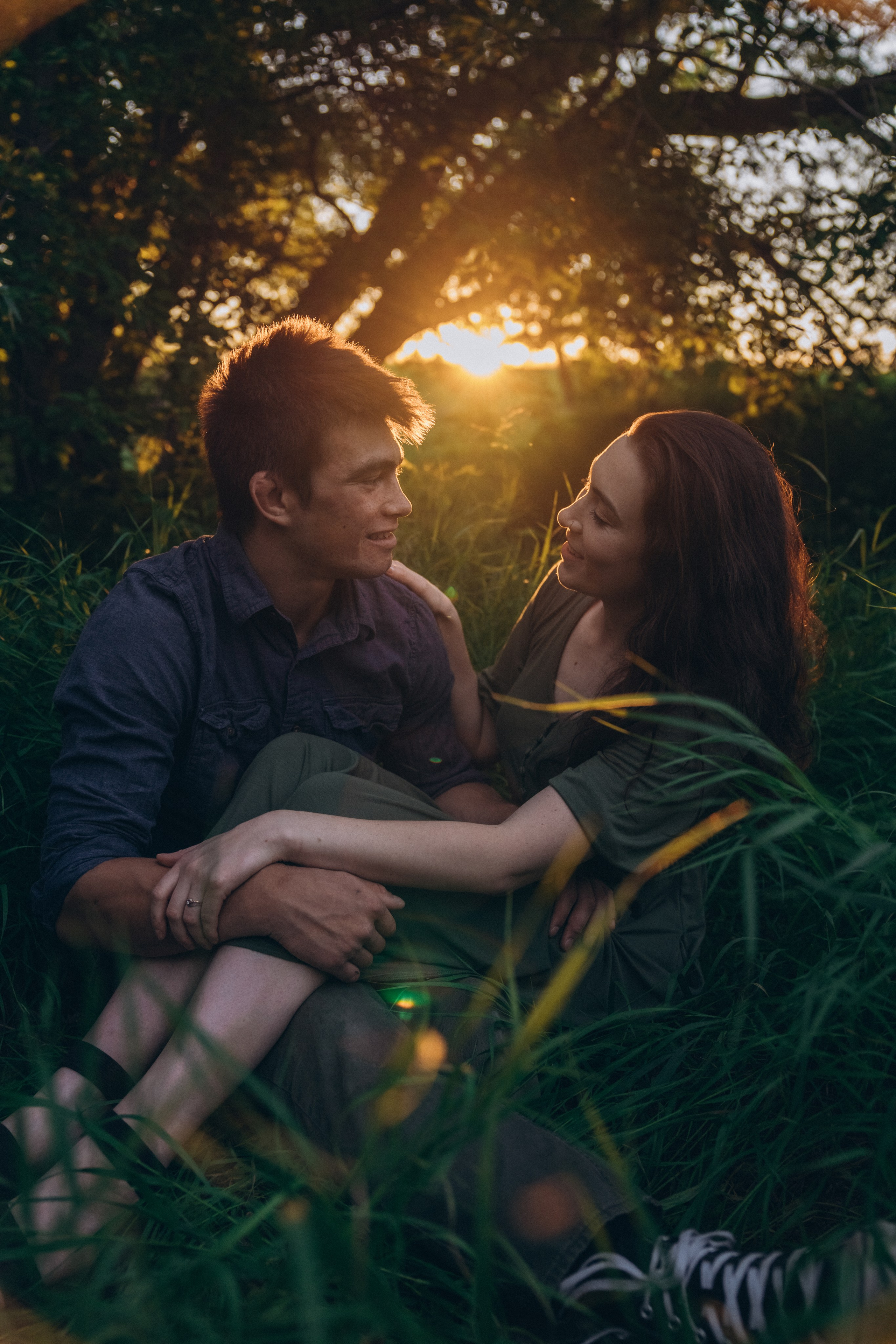 Candid smile in warm sunlight