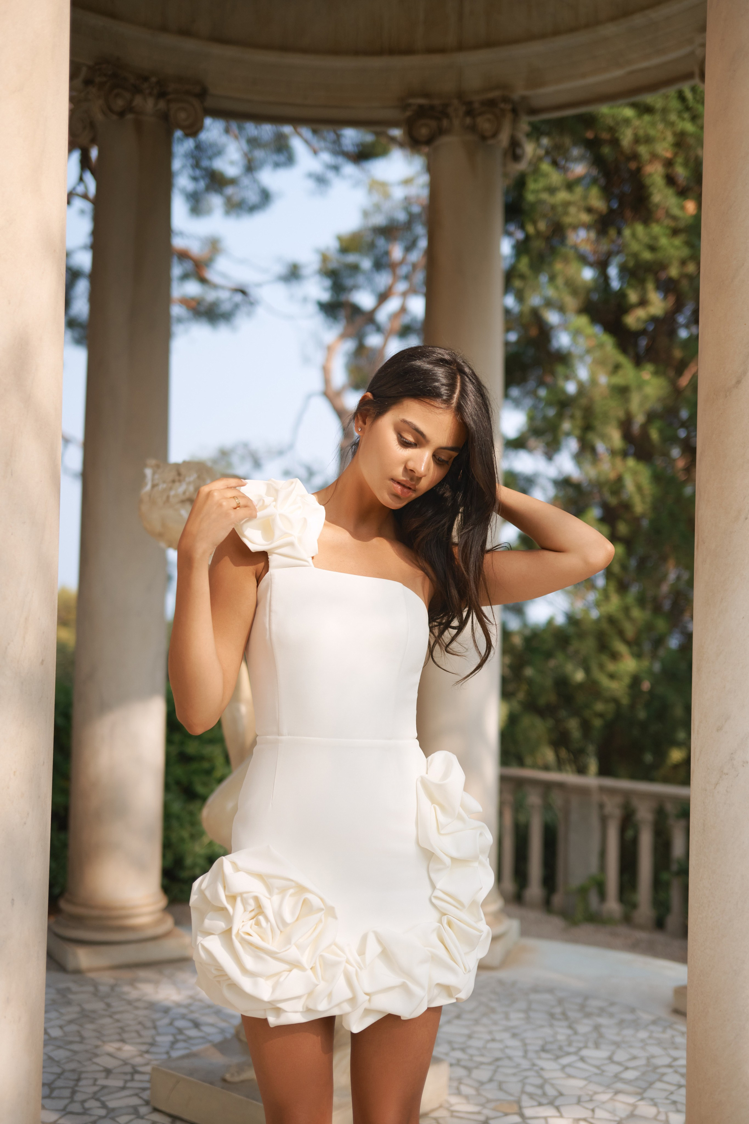 Close-up portrait of woman with soft natural light at Rothschild Villa