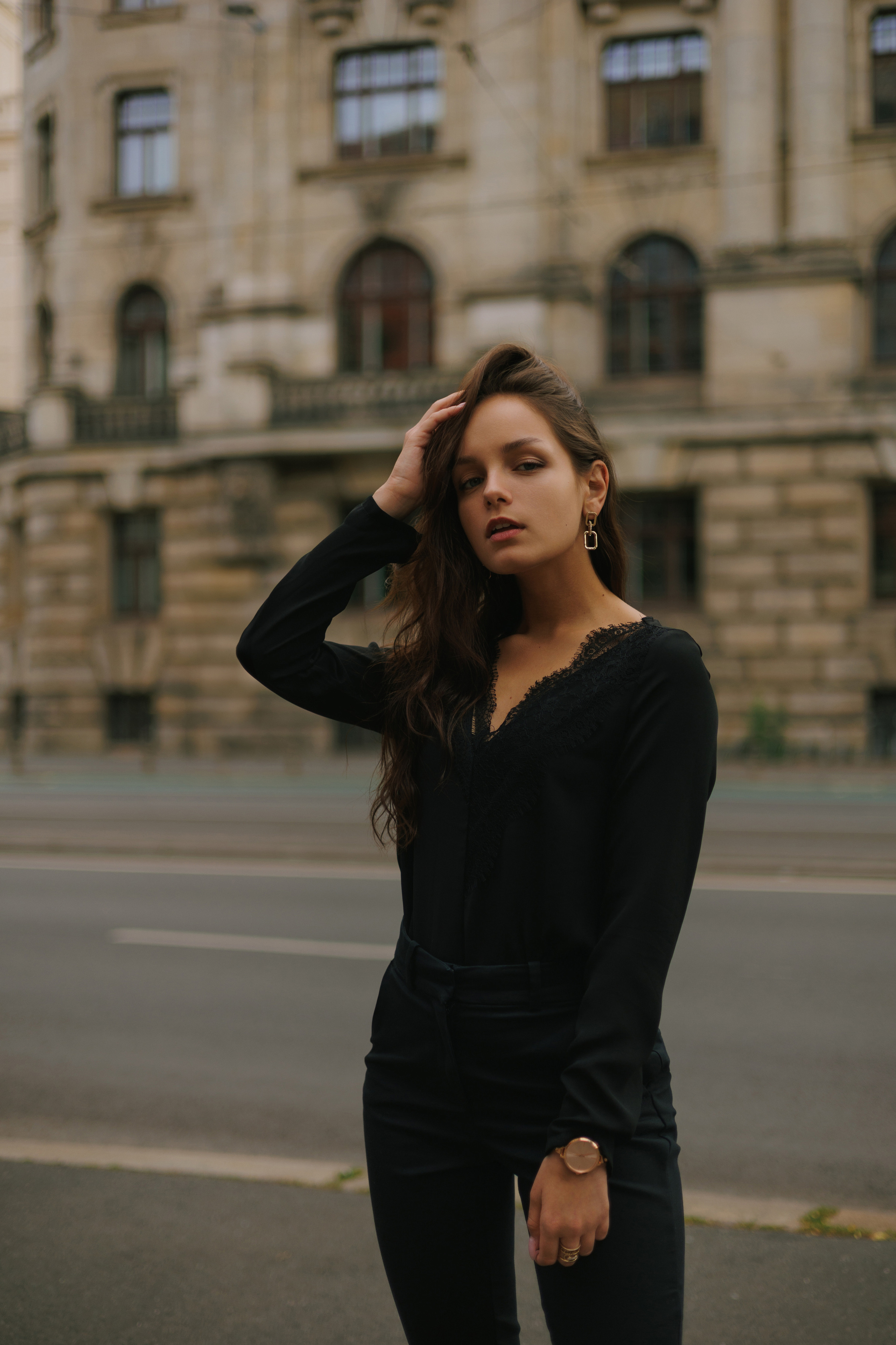 Dark Grace. City Portraits in Black Dress | Elegant, Cinematic. Timeless. Kristina Kozheltsova- Soulful Portrait&Lifestyle&Love Story Photographer in Leipzig, Germany