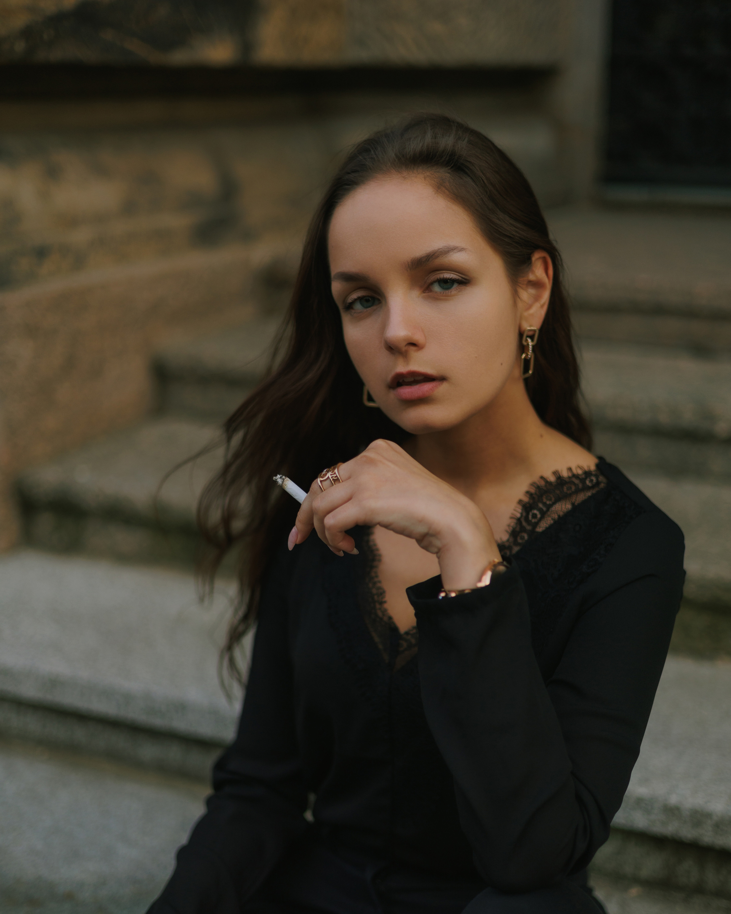 Dark Grace. City Portraits in Black Dress | Elegant, Cinematic. Timeless. Kristina Kozheltsova- Soulful Portrait&Lifestyle&Love Story Photographer in Leipzig, Germany