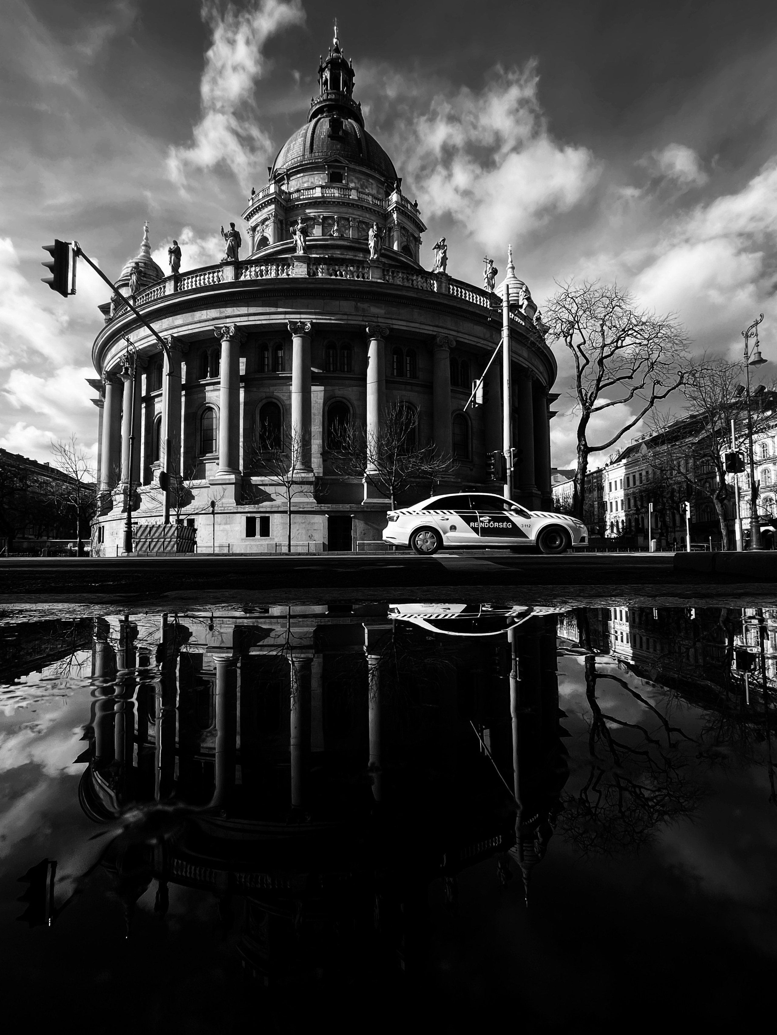 Reflection of the basilica in a puddle | Budapest 2026 | IPHONE 12 PRO