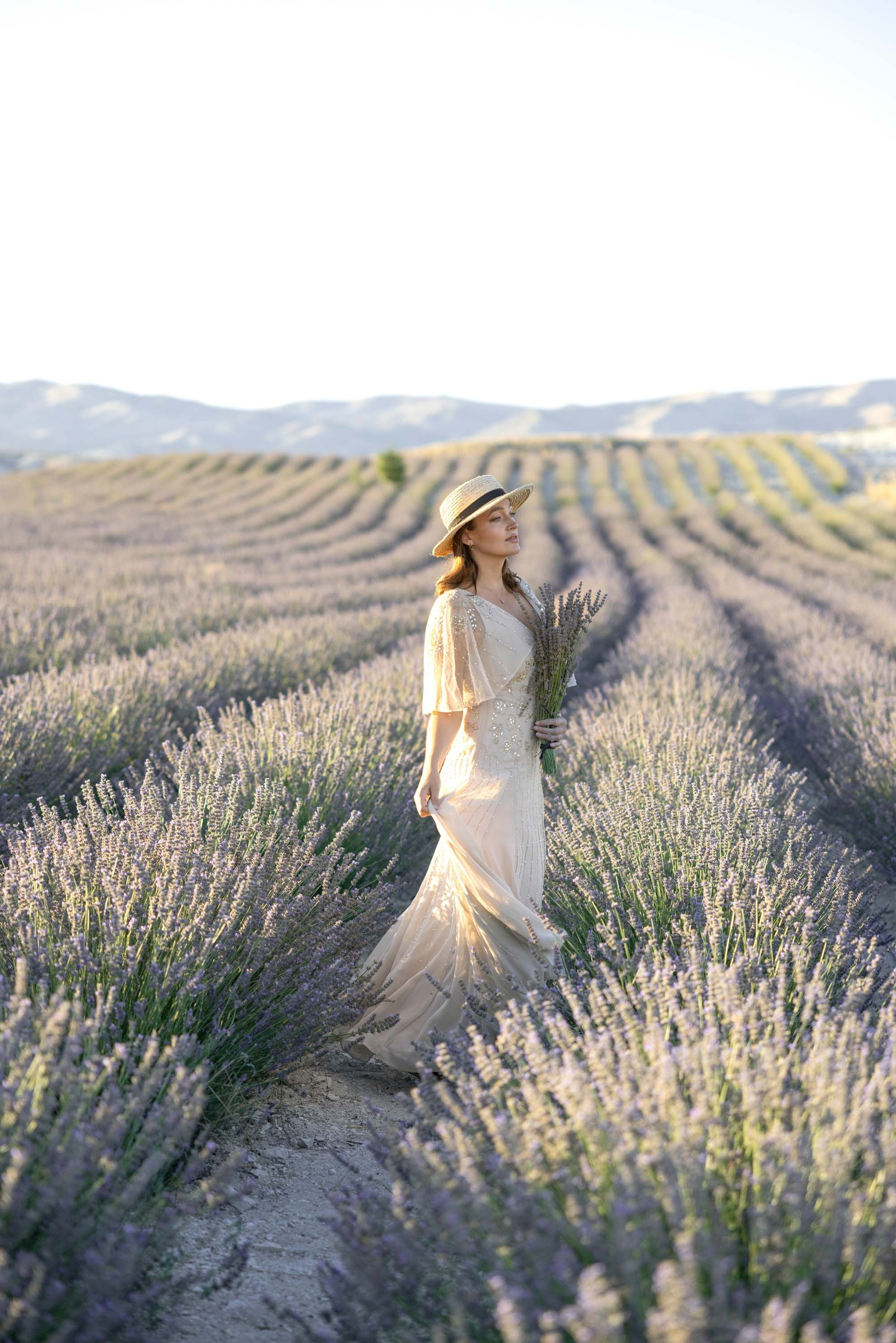 Photo session in lavender field. Julia Ganch I Fashion Wedding Photography I Cappadocia Turkey