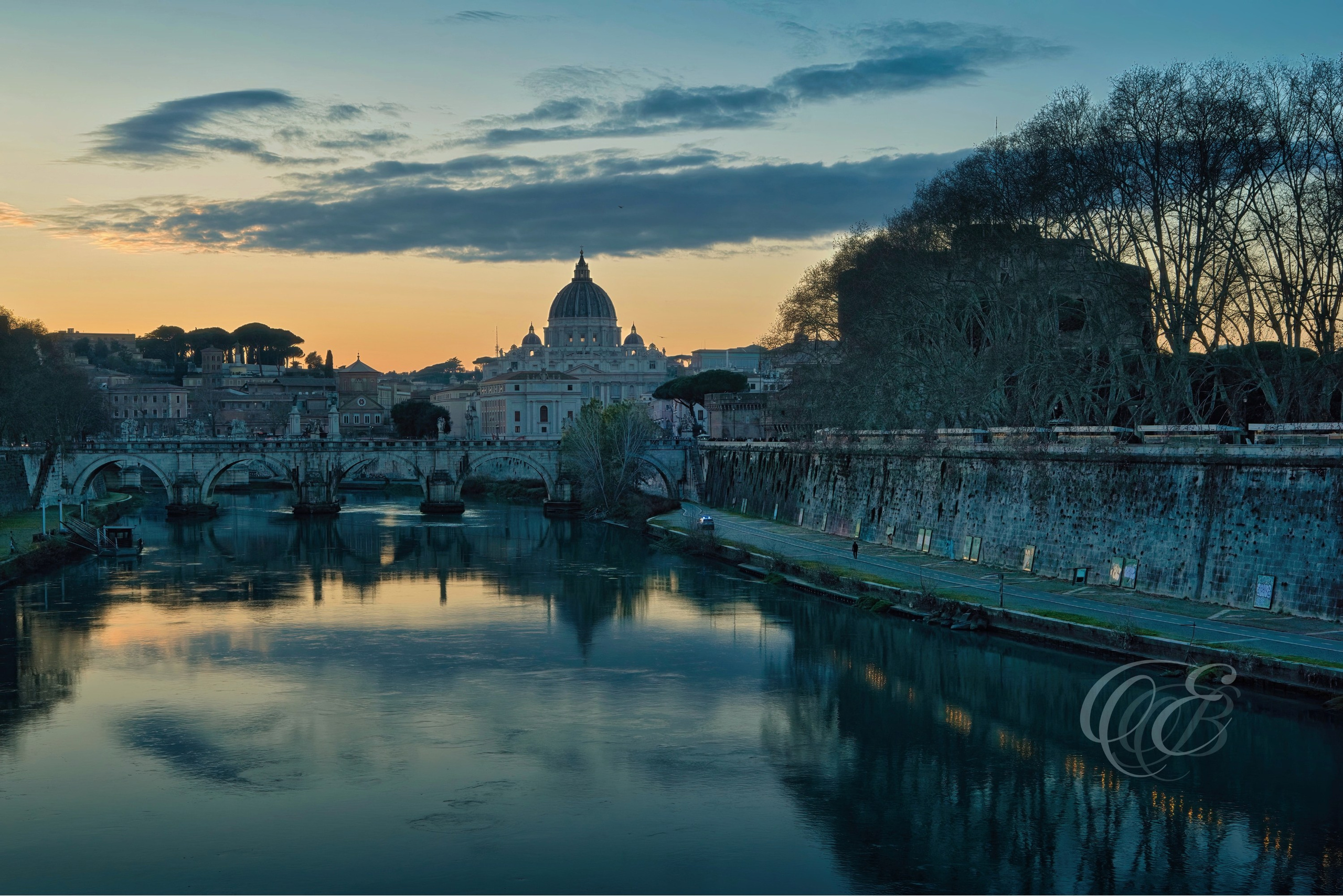 Rome Italy - The Ponte Sant'Angelo & St. Peter's Basilica - Eduardo Bartoli Fine Art Photography - The Ponte Sant’Angelo and St. Peter’s Basilica in Rome, Italy – fine art photography by Eduardo Bartoli.
