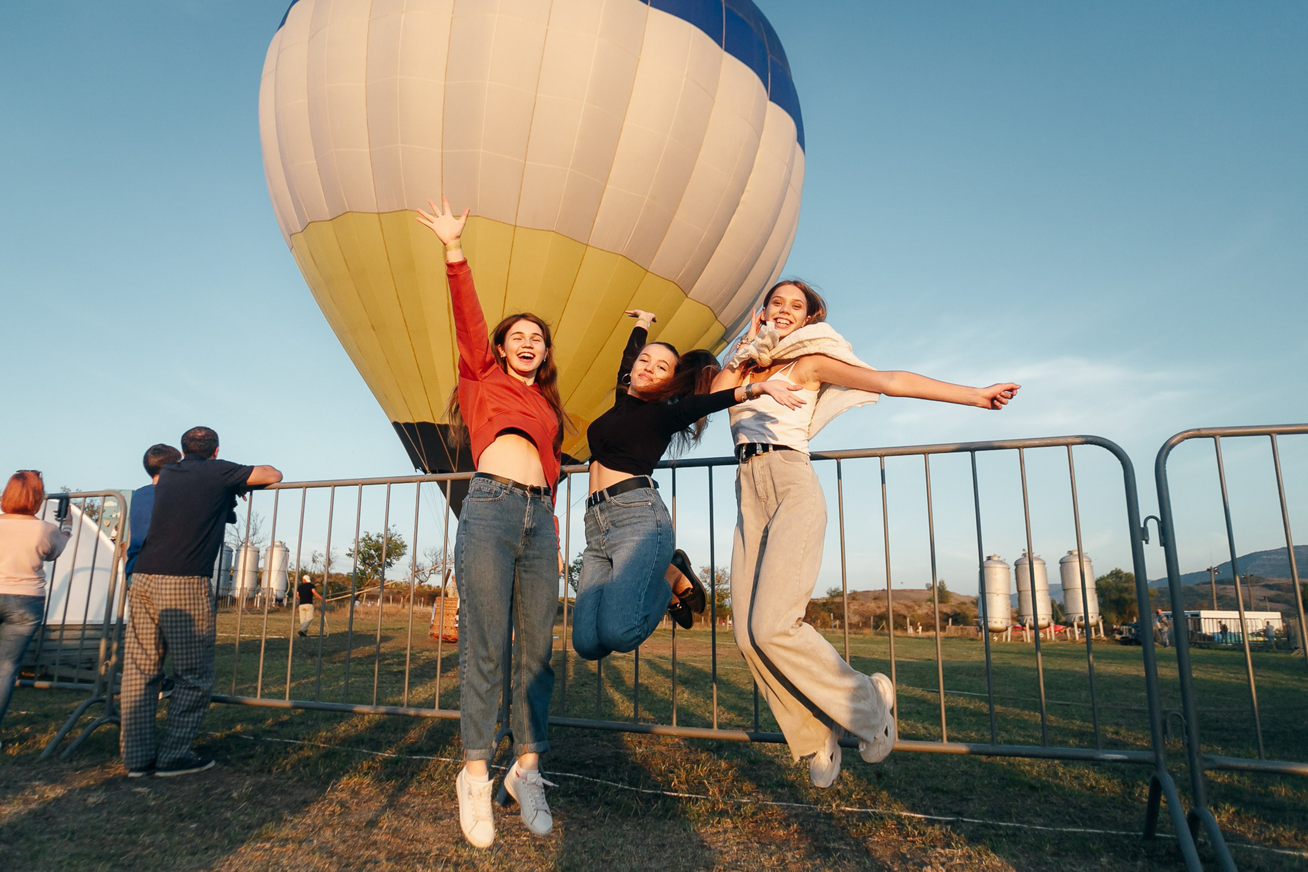 Hot air balloon preparing for launch at event