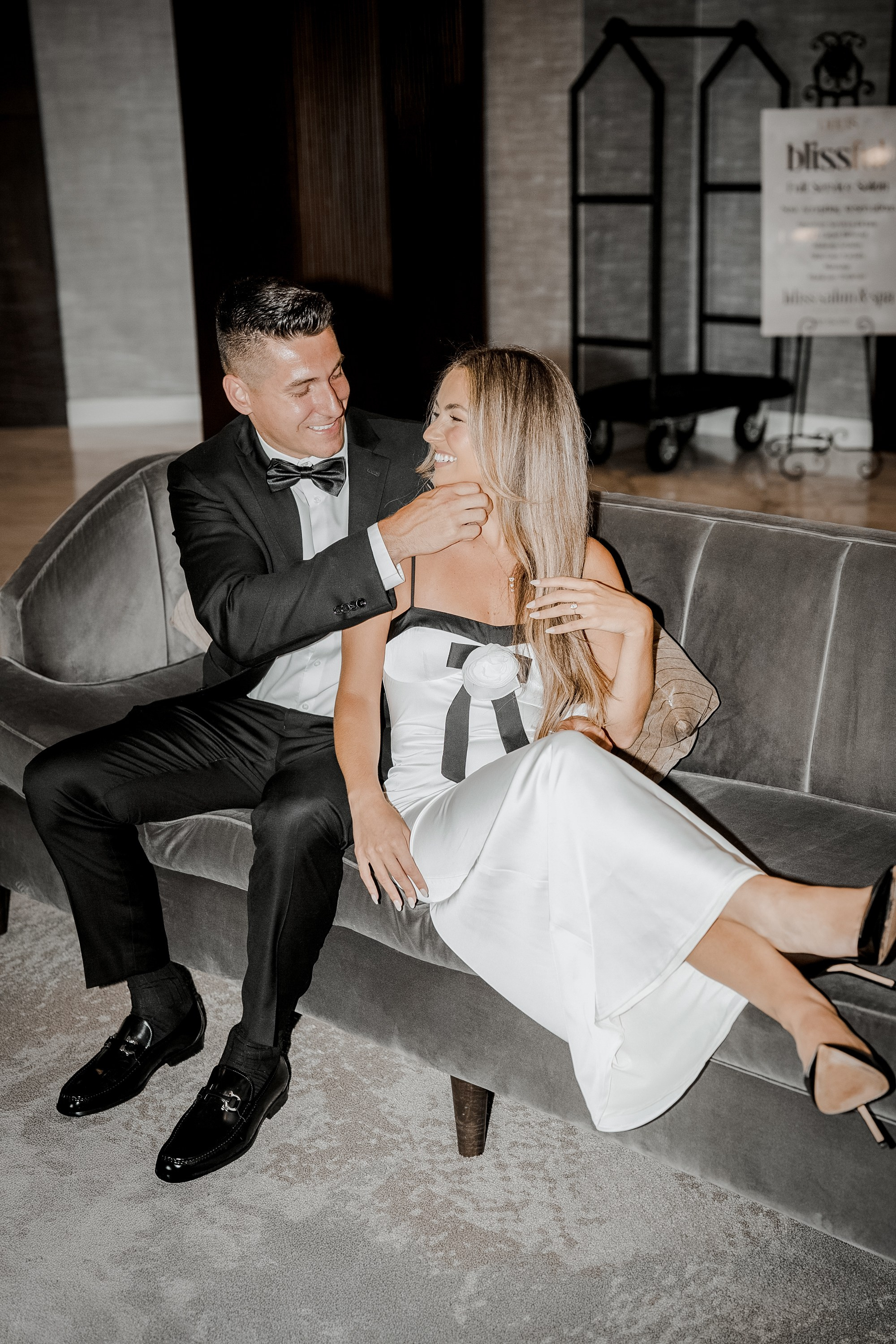 Engagement photo shoot at the hotel. Portrait and wedding photographer in New York