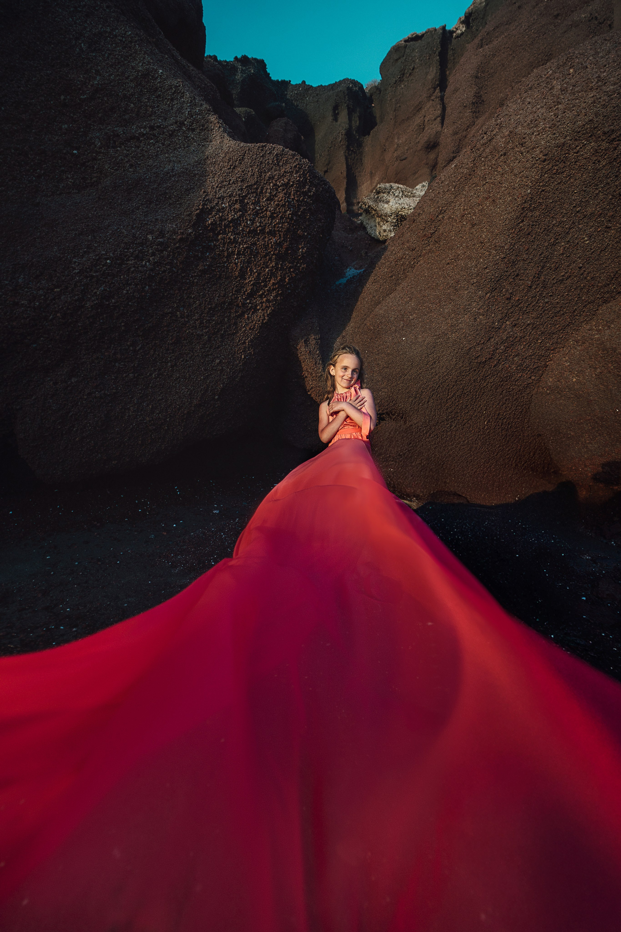 Coral pink girl dress 20€. Professional photography in Tenerife Tania Bonnet