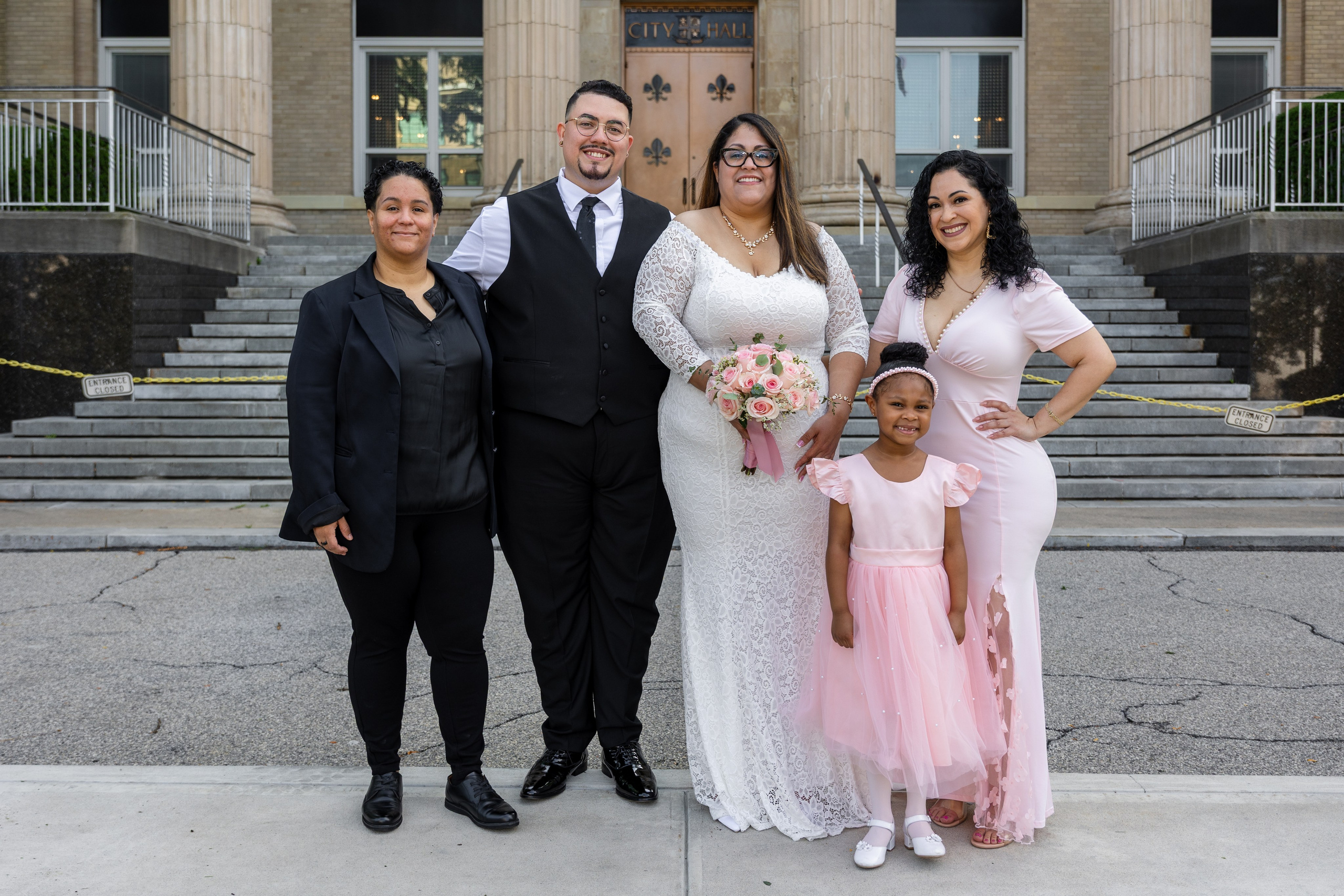 Family celebrating together after a City Hall wedding ceremony in New York