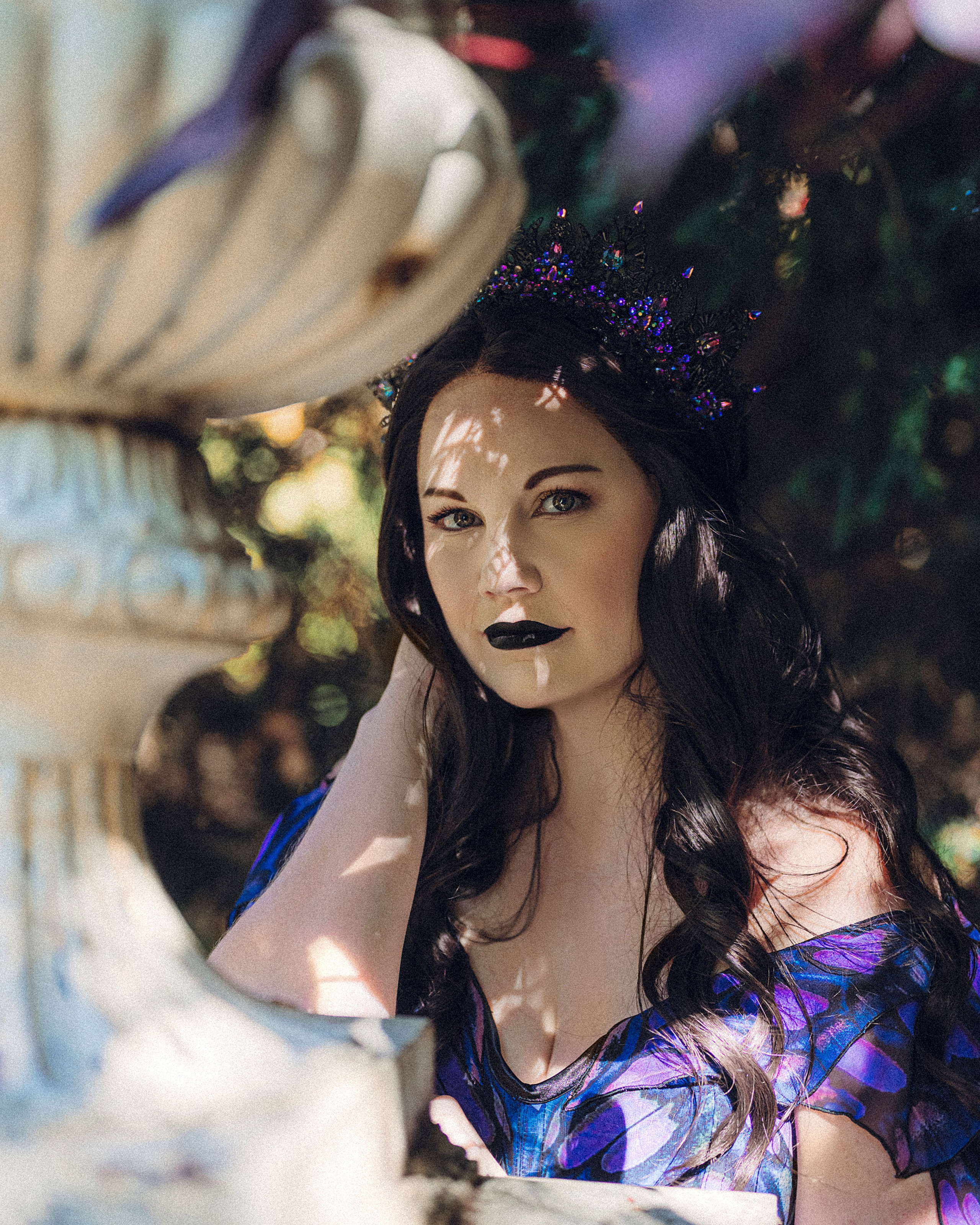 Butterfly purple fairy in a blooming garden. Moth & Moss Photography