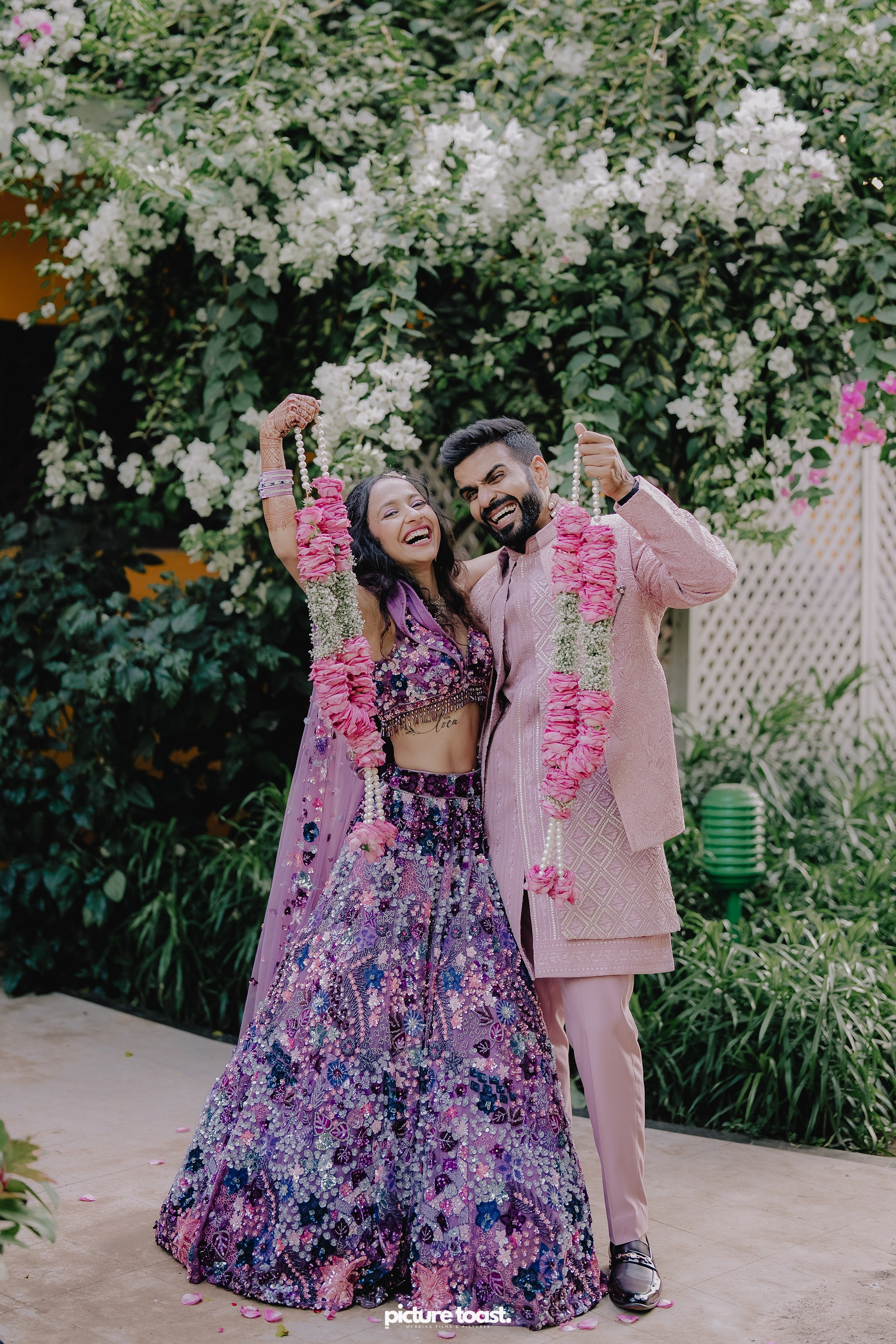 Varamala Ft. Barbie & Aneesh. Fine art Wedding Photographers in India & Canada