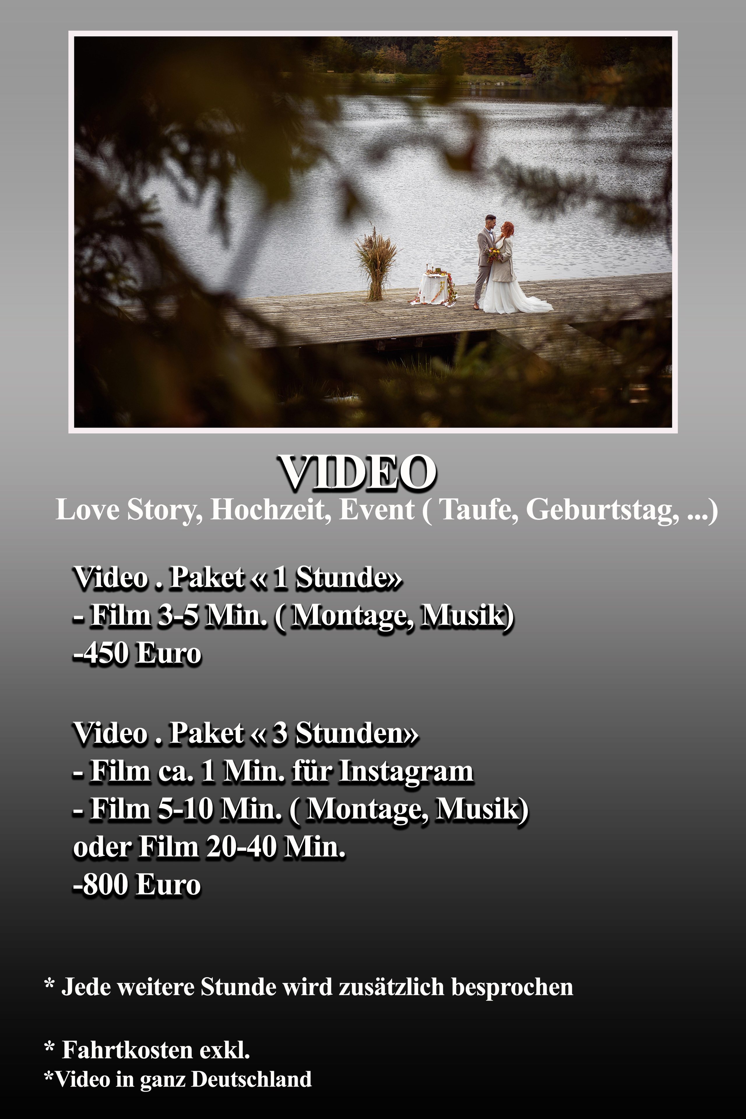 Preis / Info. Hochzeit und Familien Foto und Video