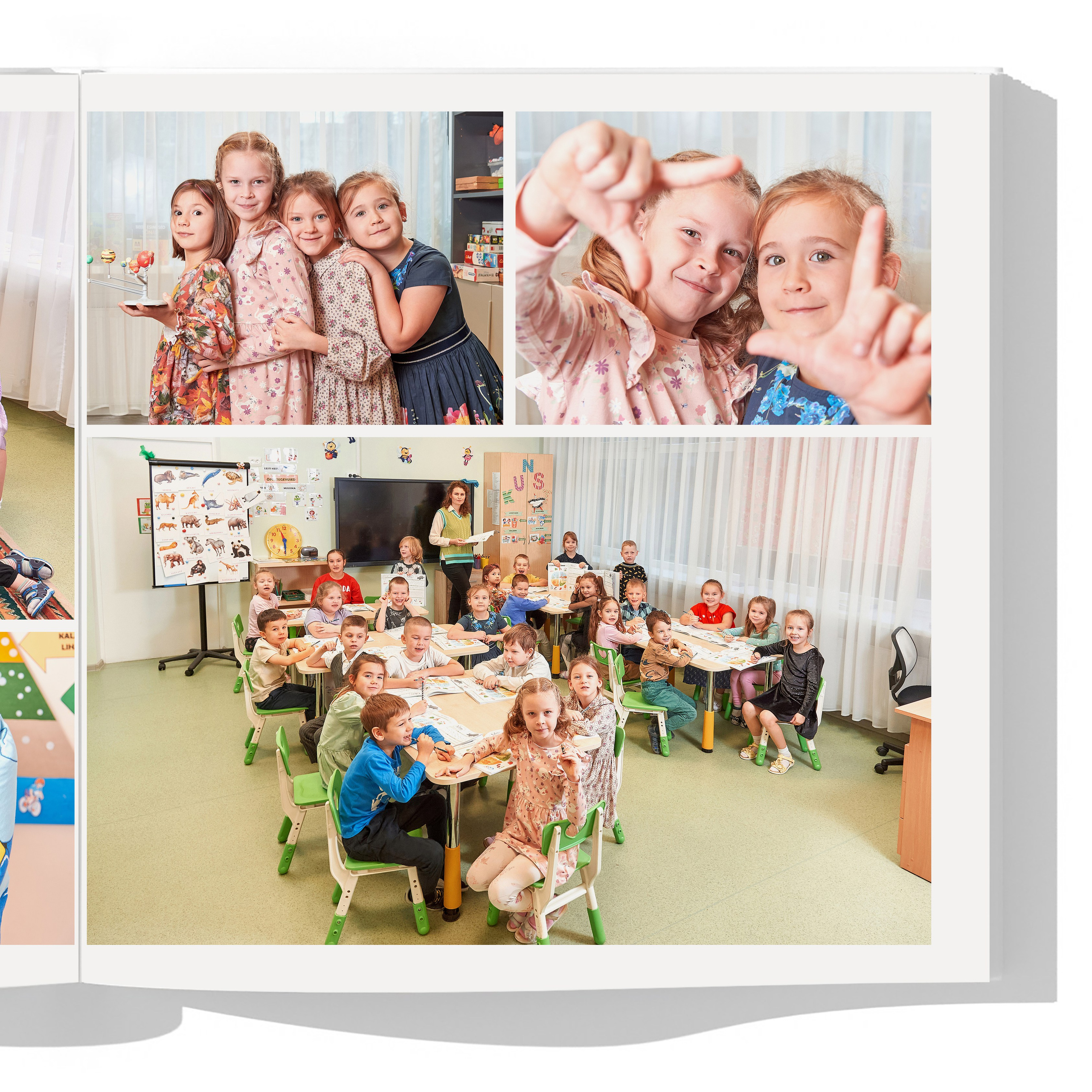 Разворот с фотографиями друзей и группового фото