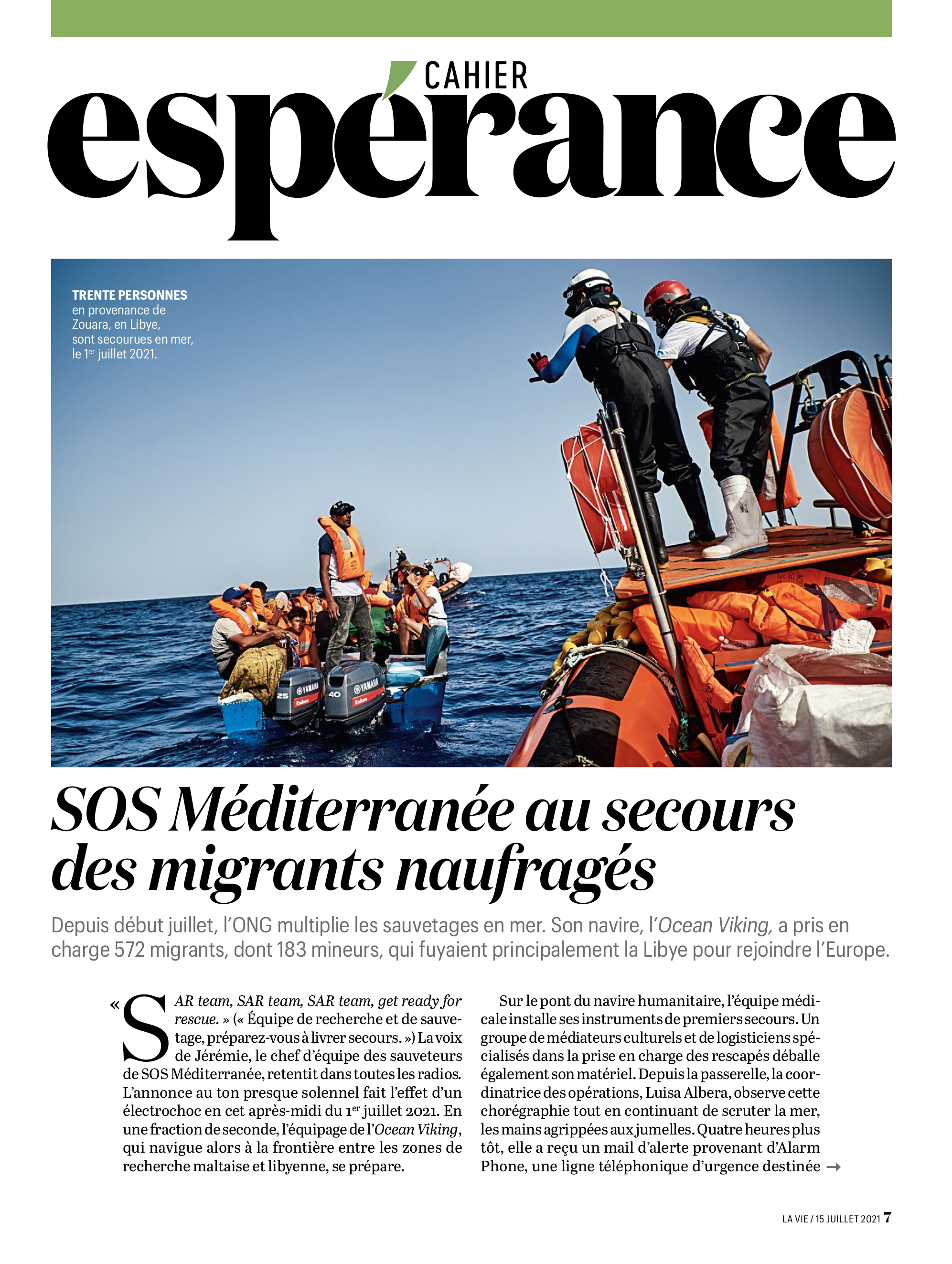 La Vie, 15 juillet 2021