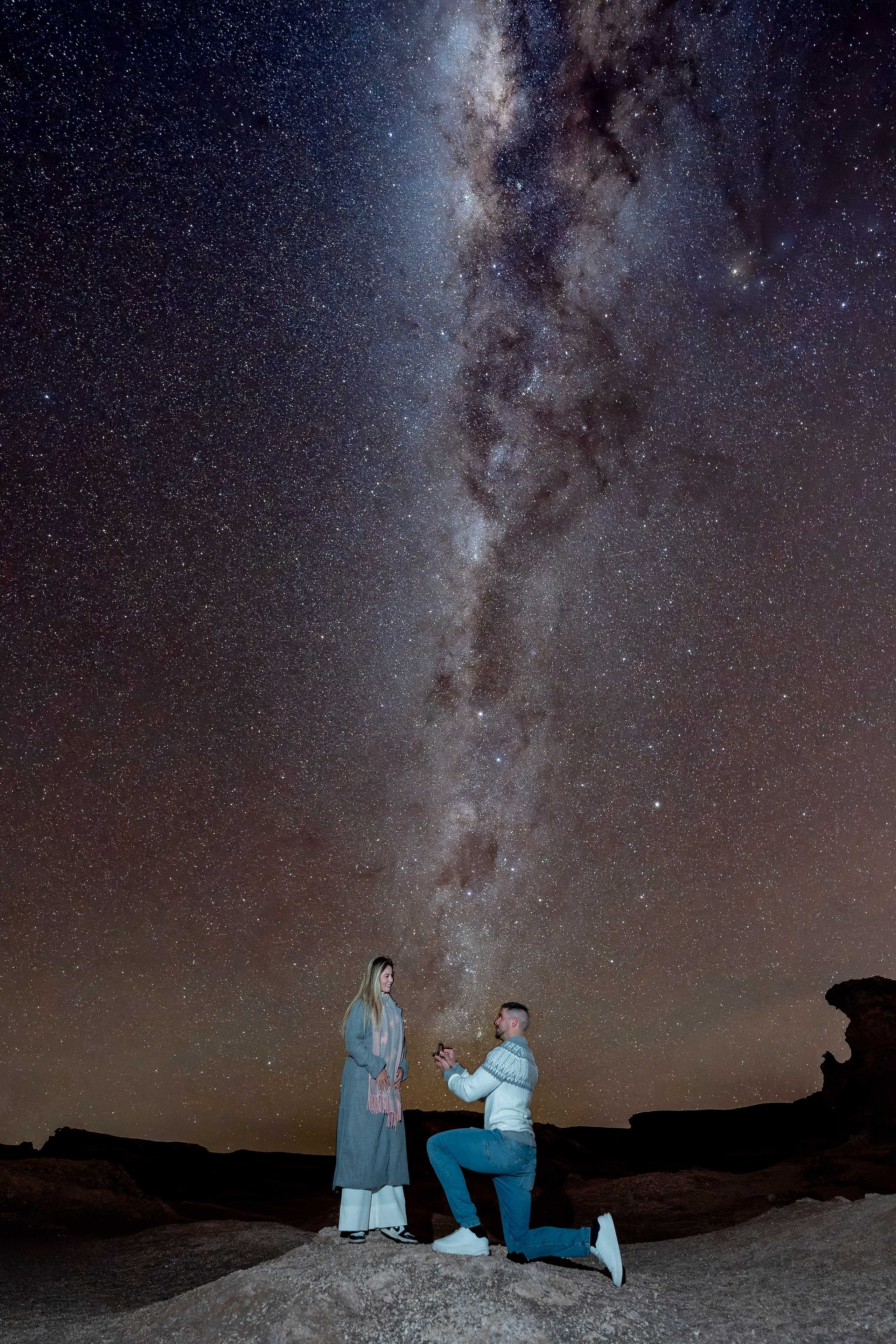 Vallecito Noturno — Pedido de casamento. Fotografo en San Pedro de Atacama