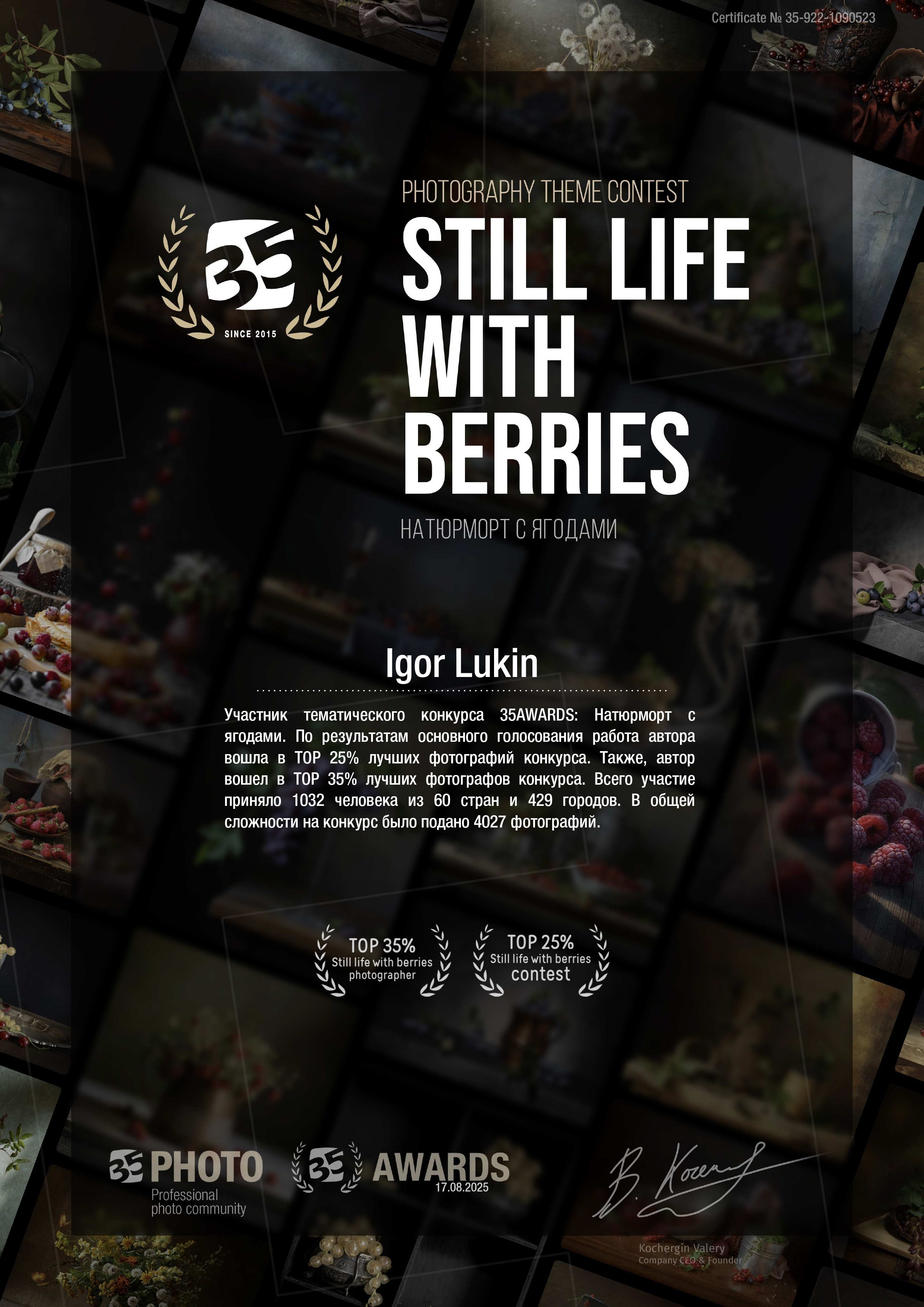 НАТЮРМОРТ С ЯГОДАМИ. LUKIN IGOR Photography