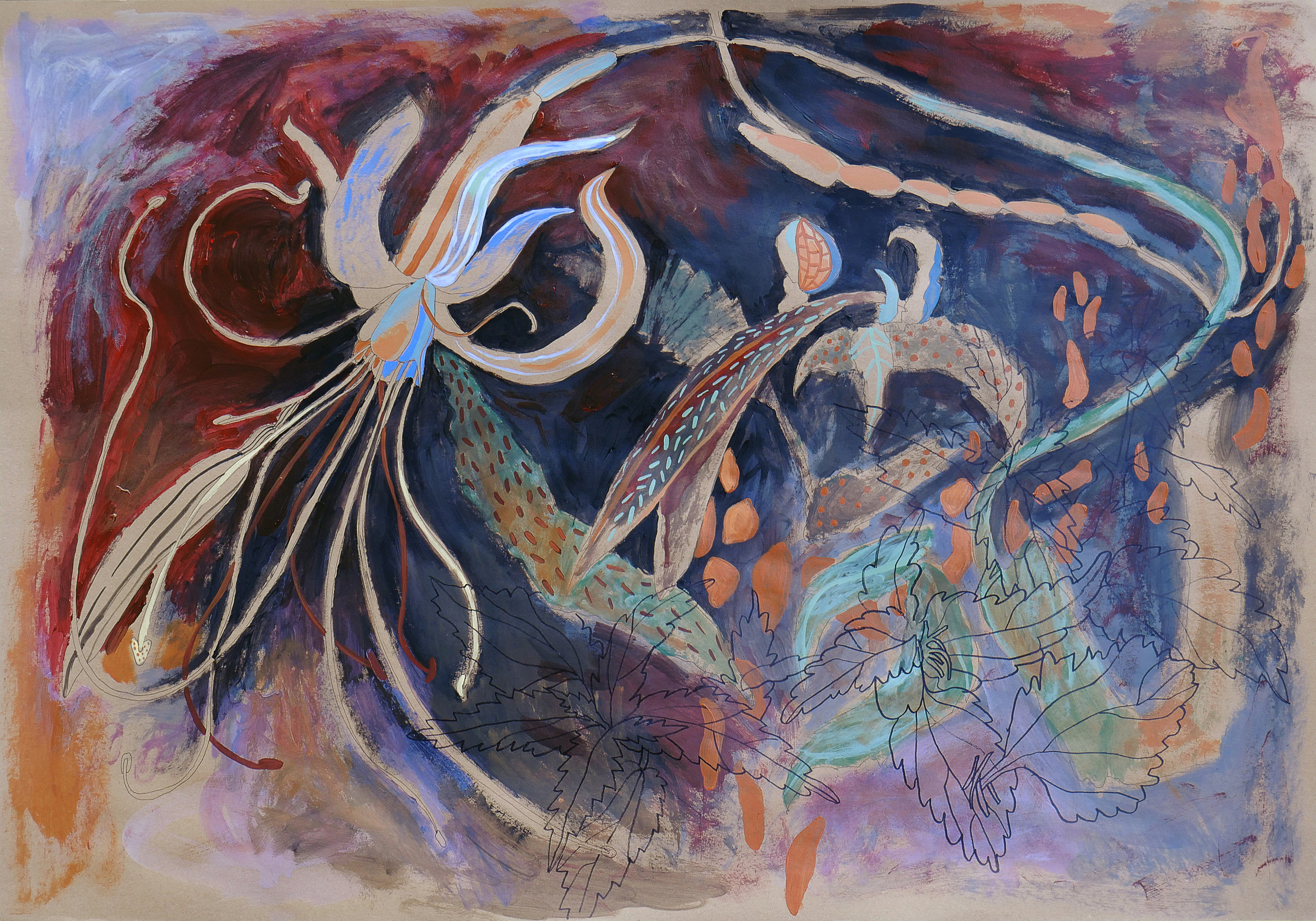 Nettle, 2022Craft paper, acrylic, 100 x 70 cm.