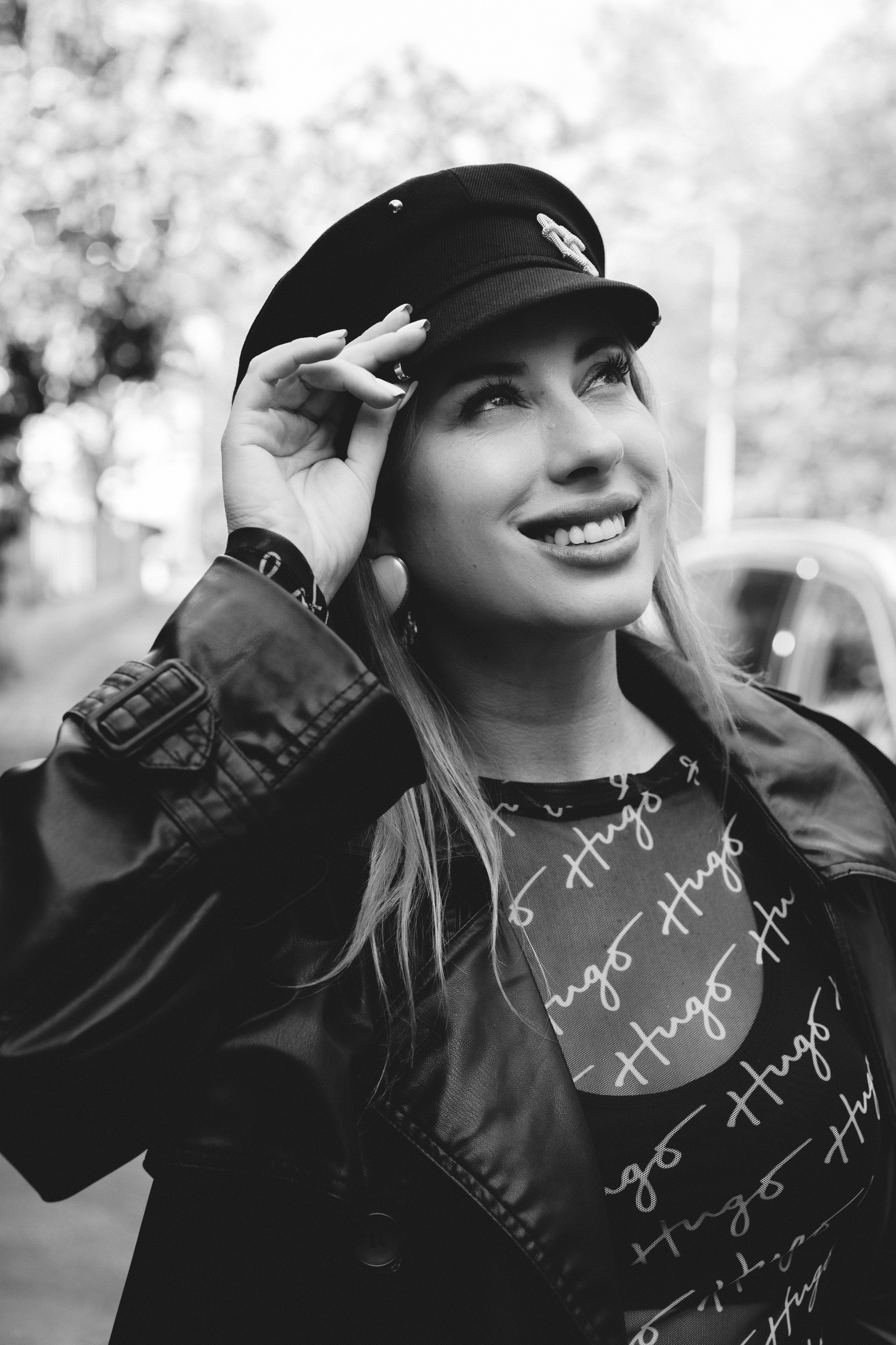 Street Portrait in Leipzig. Woman in black Leather Coat. Stylish. Charismatic Photography by Kristina Kozheltsova. Kristina Kozheltsova- Soulful Portrait&Lifestyle&Love Story Photographer in Leipzig, Germany