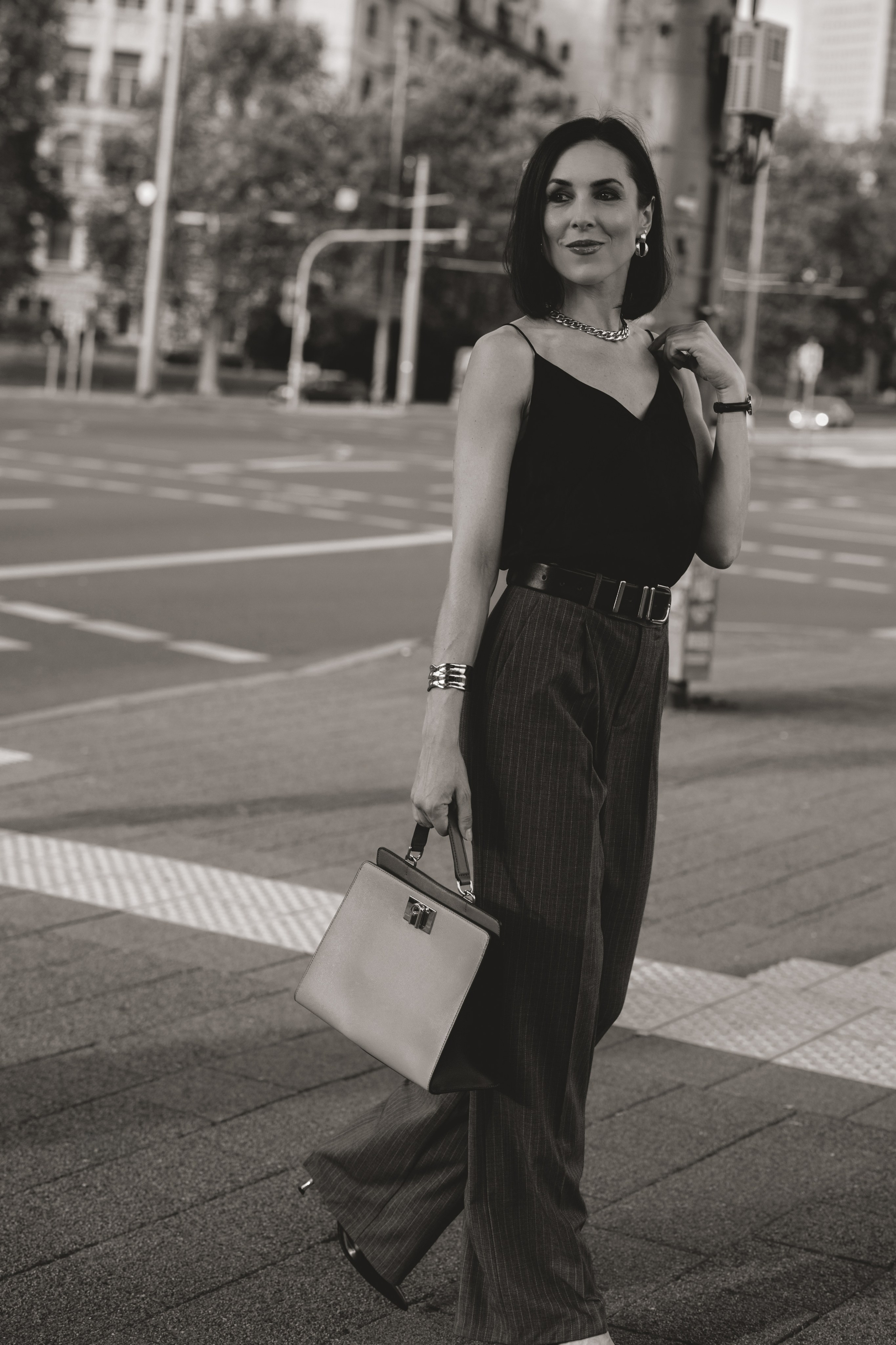 Elegant Street Portrait In Leipzig. Woman in business Suit. Kristina Kozheltsova- Soulful Portrait&Lifestyle&Love Story Photographer in Leipzig, Germany