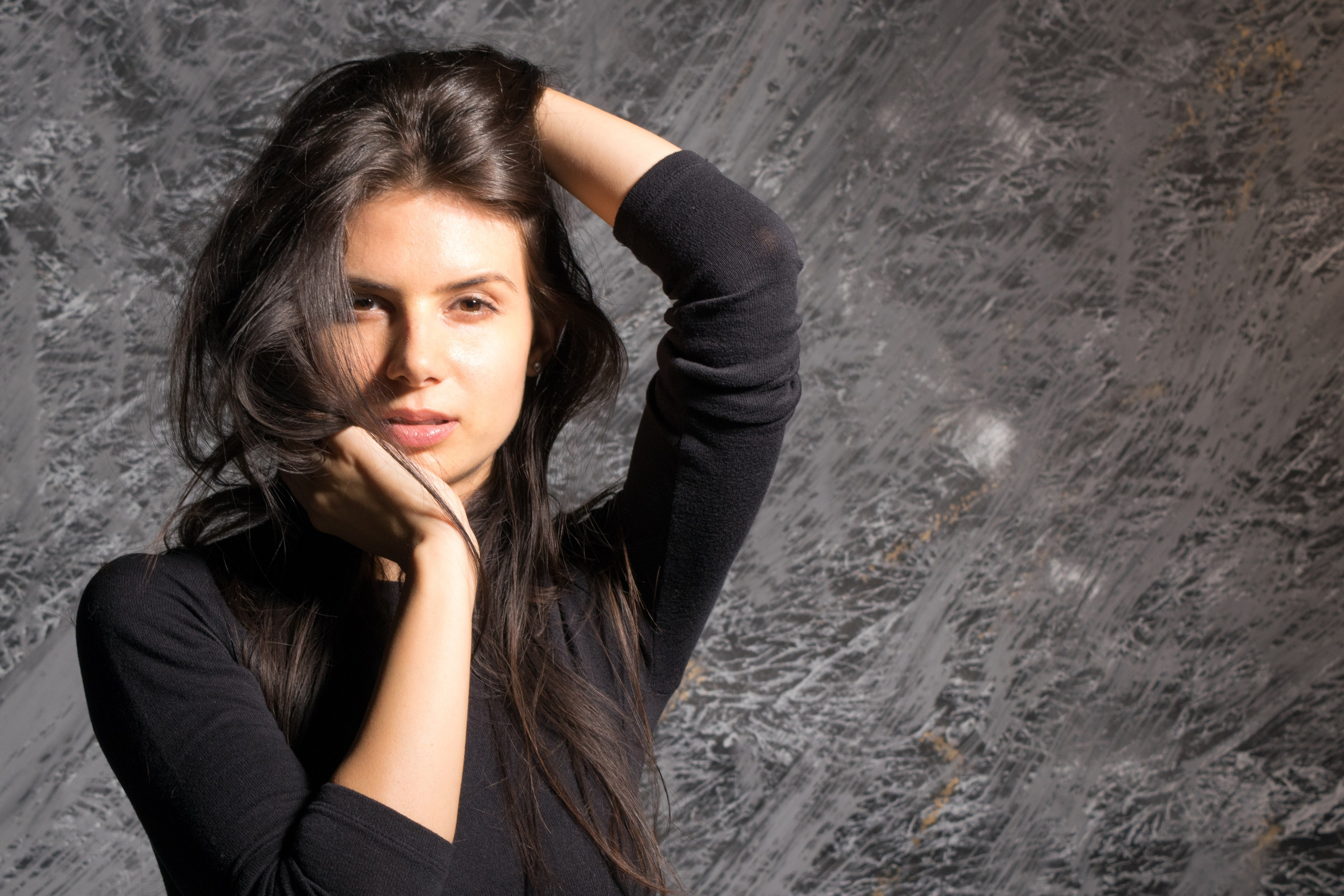 Studio photo session, portrait photographer, fashion photos, model photographer, black dress photos, professional studio photography