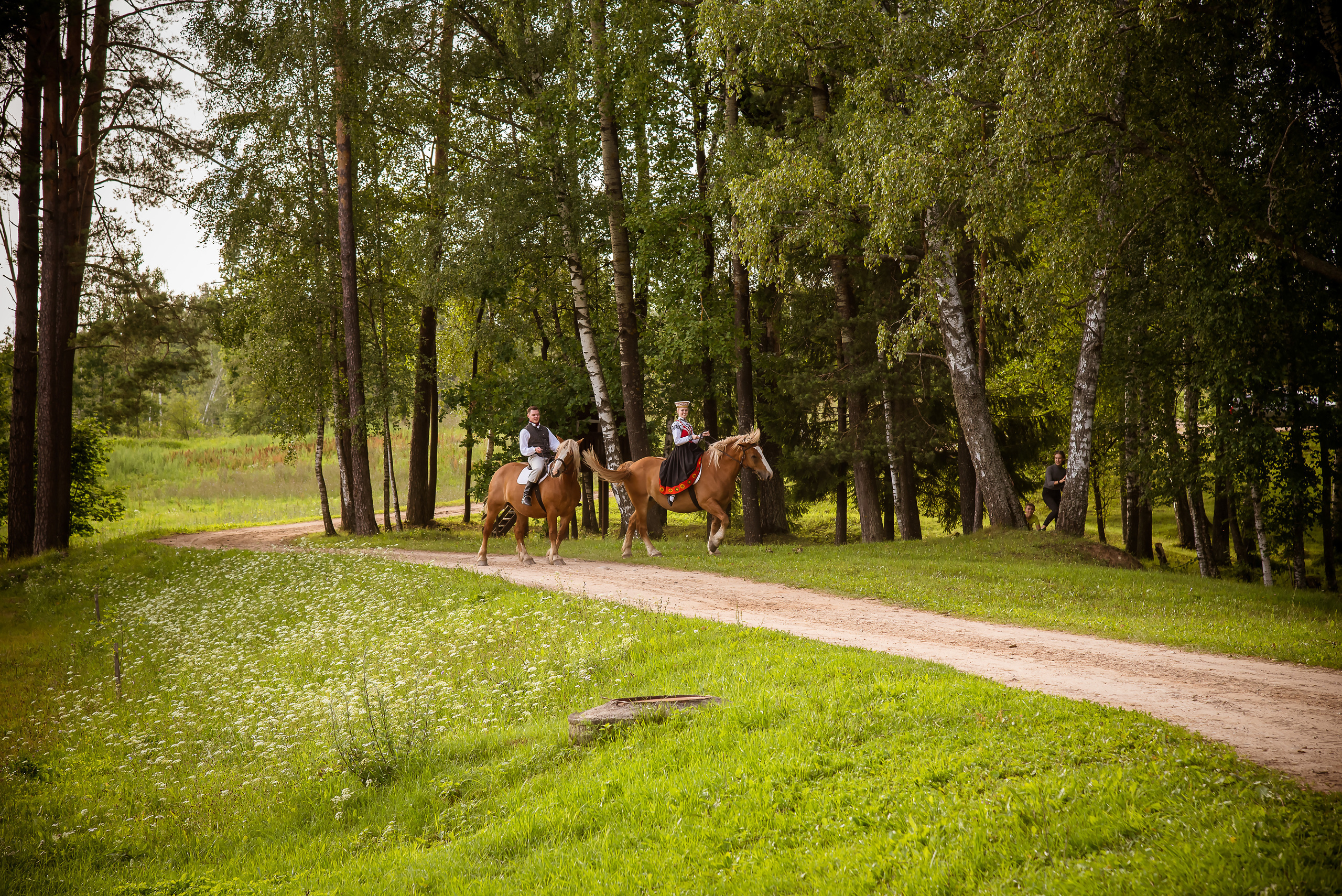 Фотосет на лошадях в Клаюми. Фотограф Ромуальд Рубенис и Артемий Сташанс