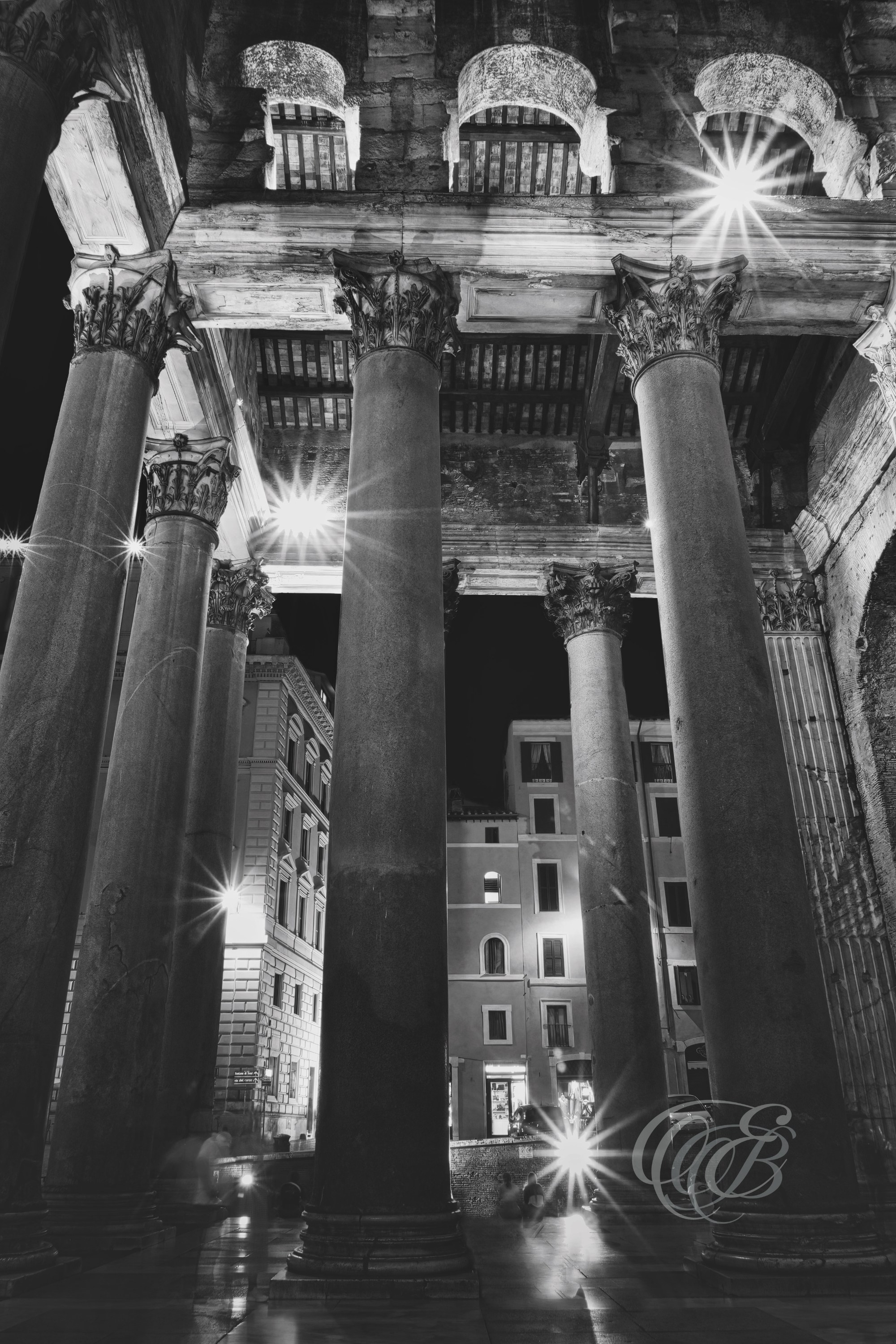 Rome Italy - Under The Pantheon - Eduardo Bartoli Fine Art Photography - Architectural details under the Pantheon, Rome, Italy, captured in black and white fine art photography by Eduardo Bartoli.
