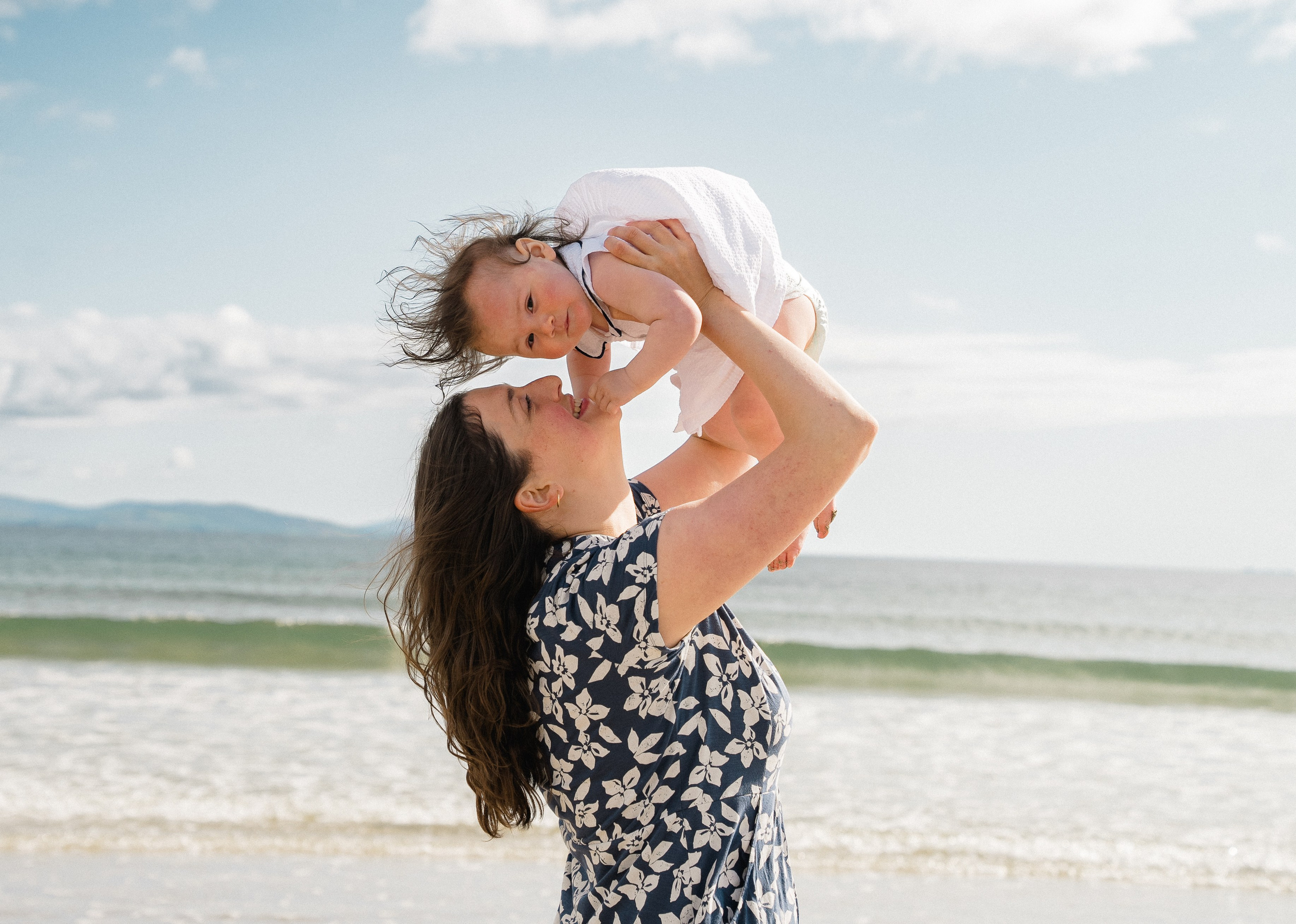 Darya and Mia at the ocean. Wedding and family photographer Ireland