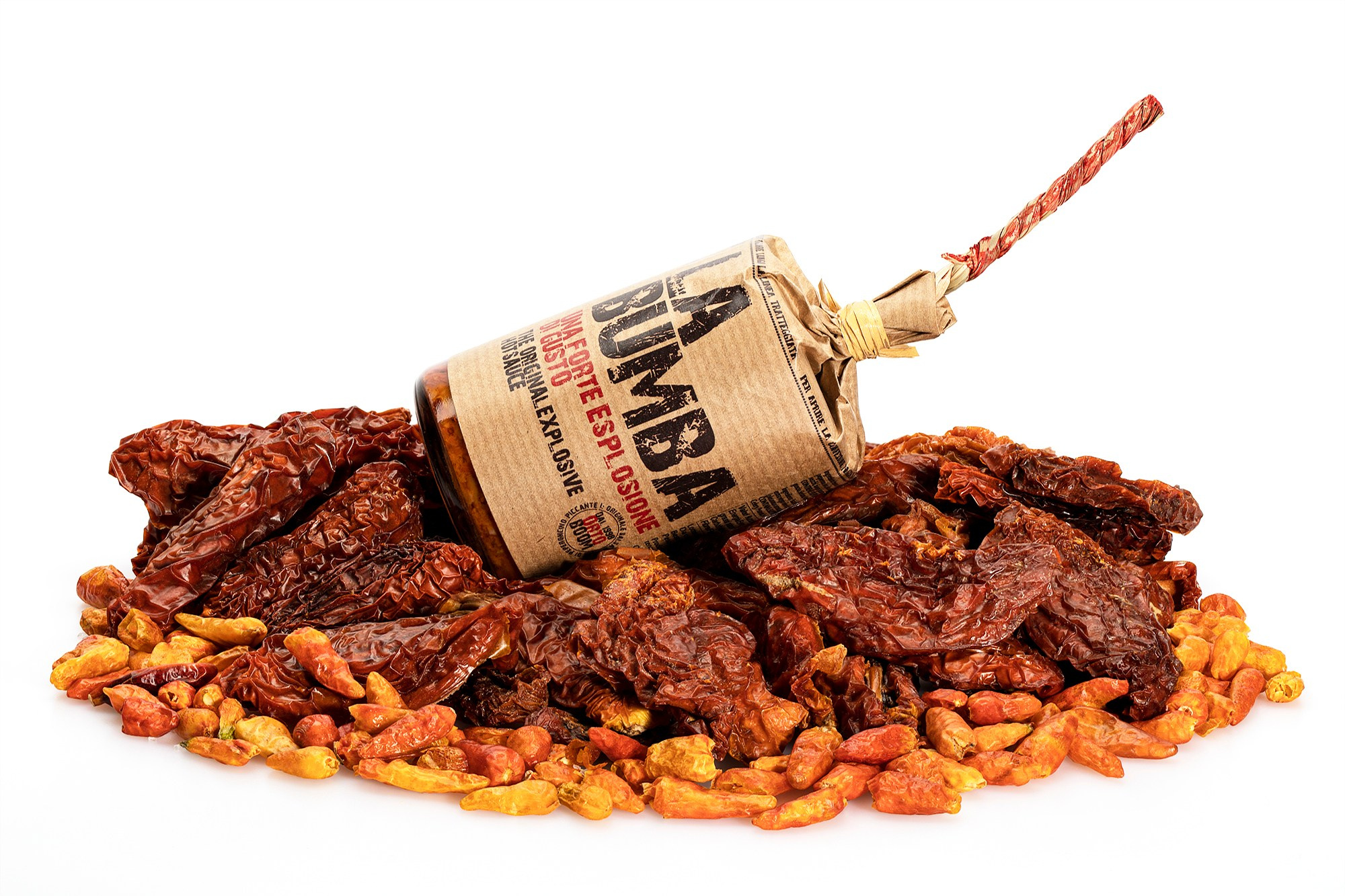 Photographer Roman Djuzev - A bottle of La Bomba pasta sauce sits atop sun-dried tomatoes and capsicum.