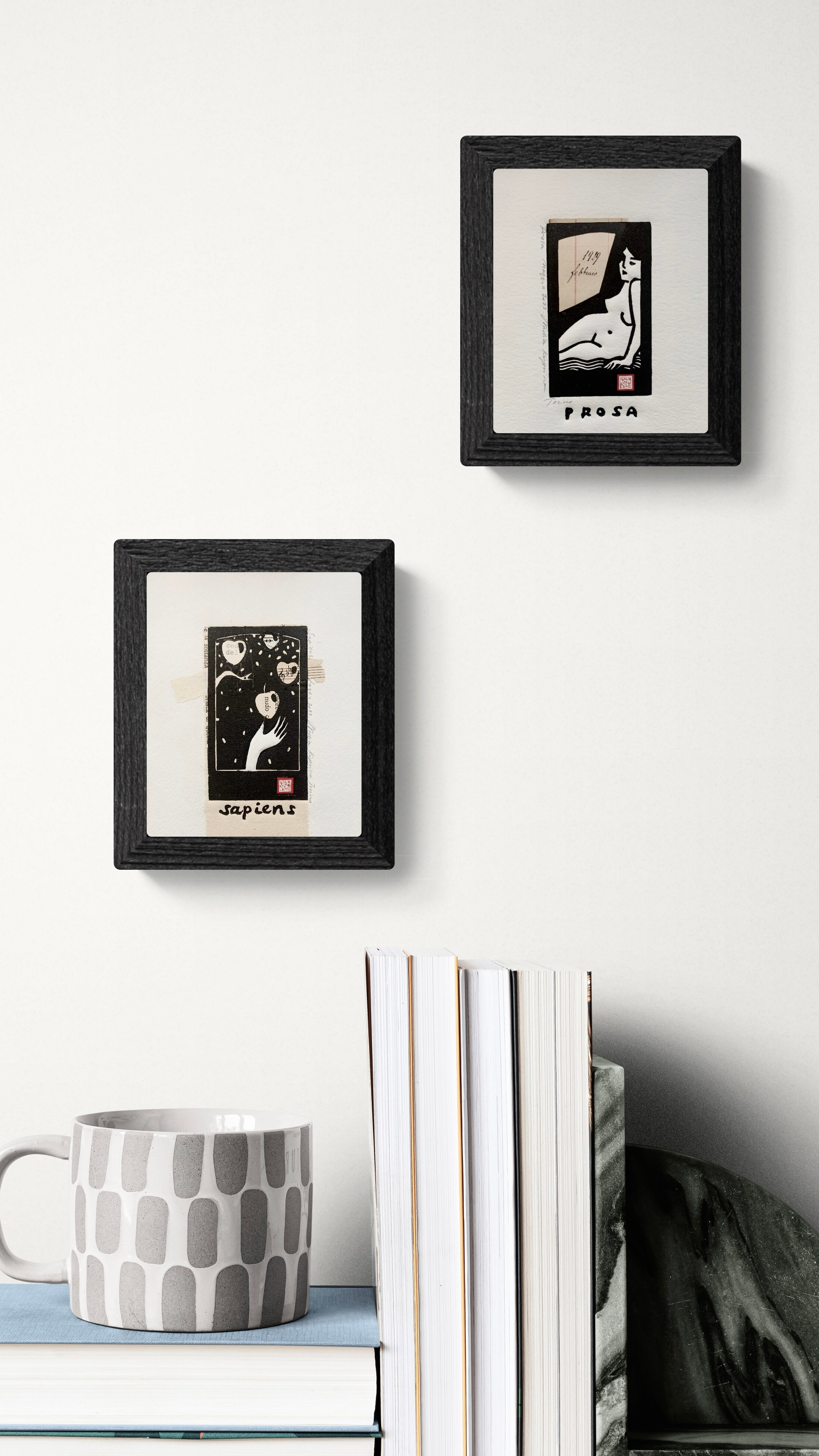 Small print, linocut, linogravure, linograbado, hand print, lovestory, family story, collage, collage art, collage print, cello suite, music, love, couple, knowledge, curiosity, paradise, prose, literature, book, female, wisdom, power