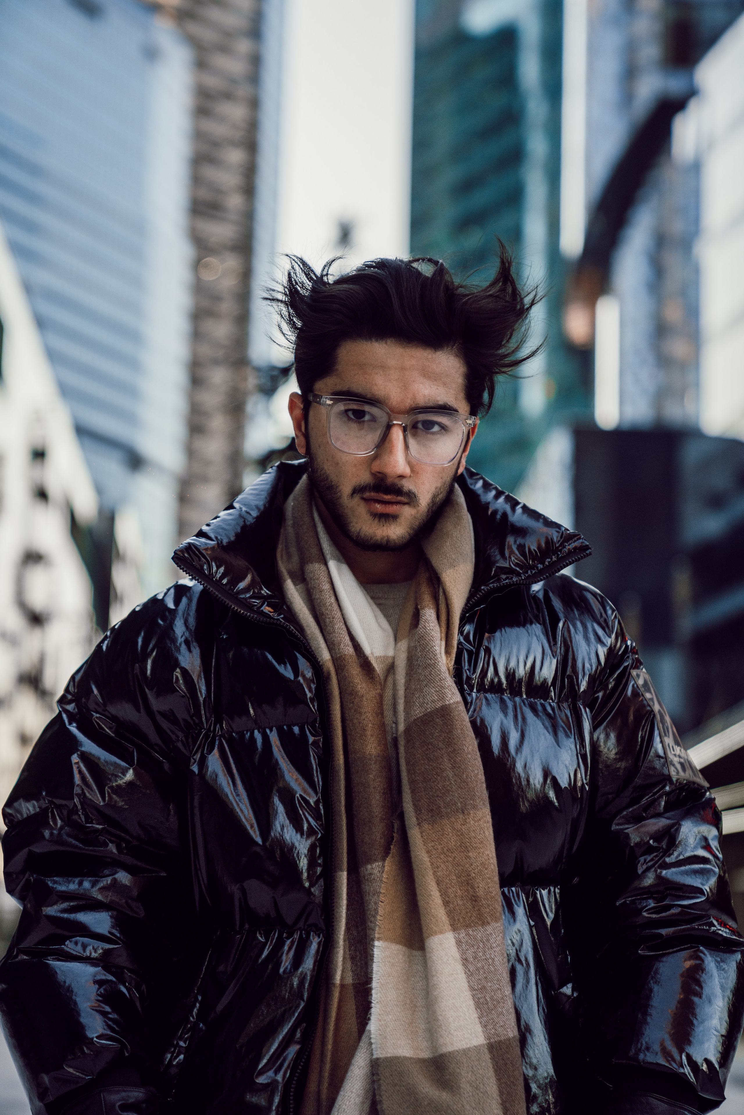 Male portrait on the background of Moscow city. Photographer in Uzbekistan and Samarkand Djasur Marupov