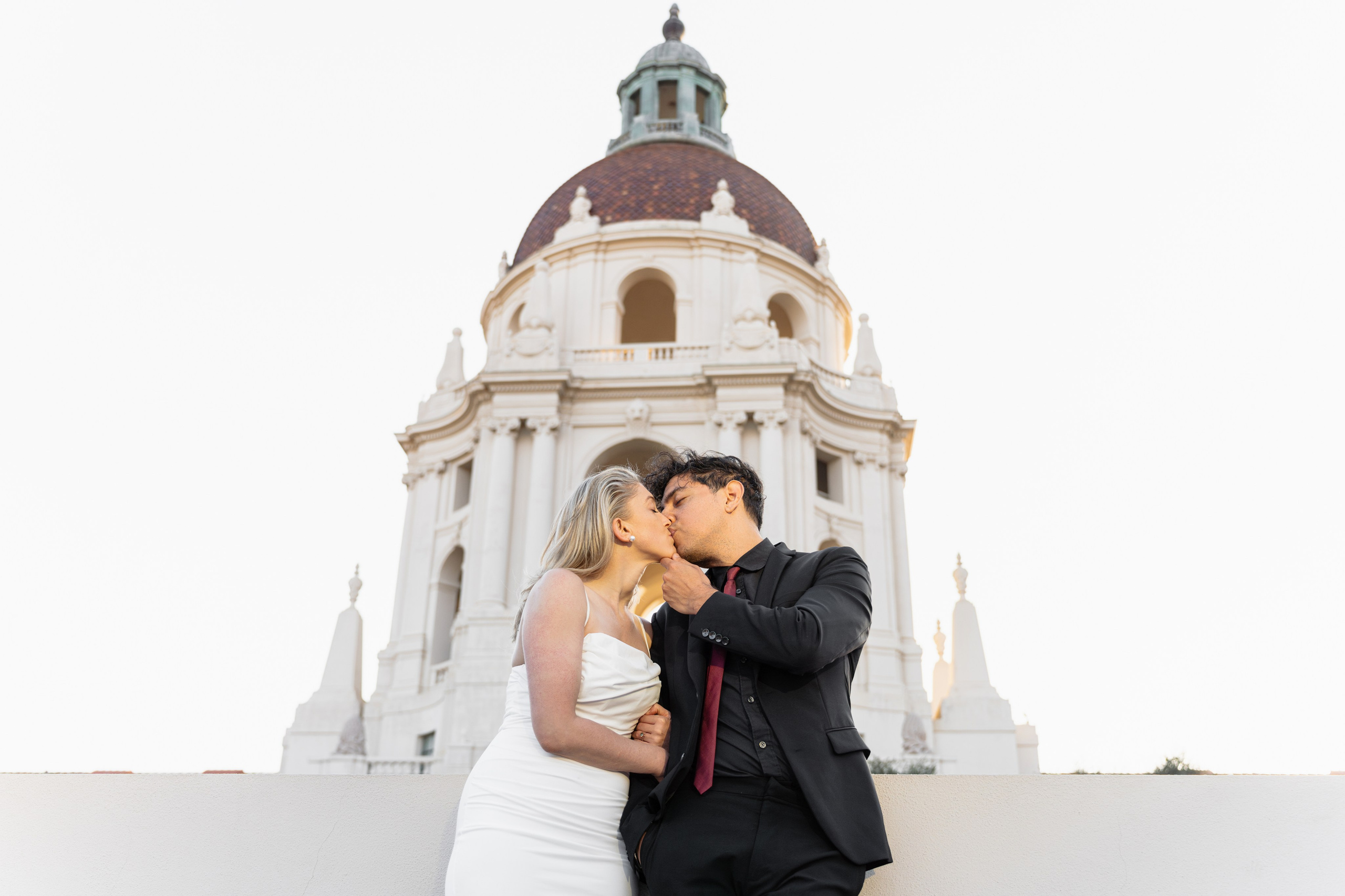 Engagement session at Pasadena City Hall light and airy photo