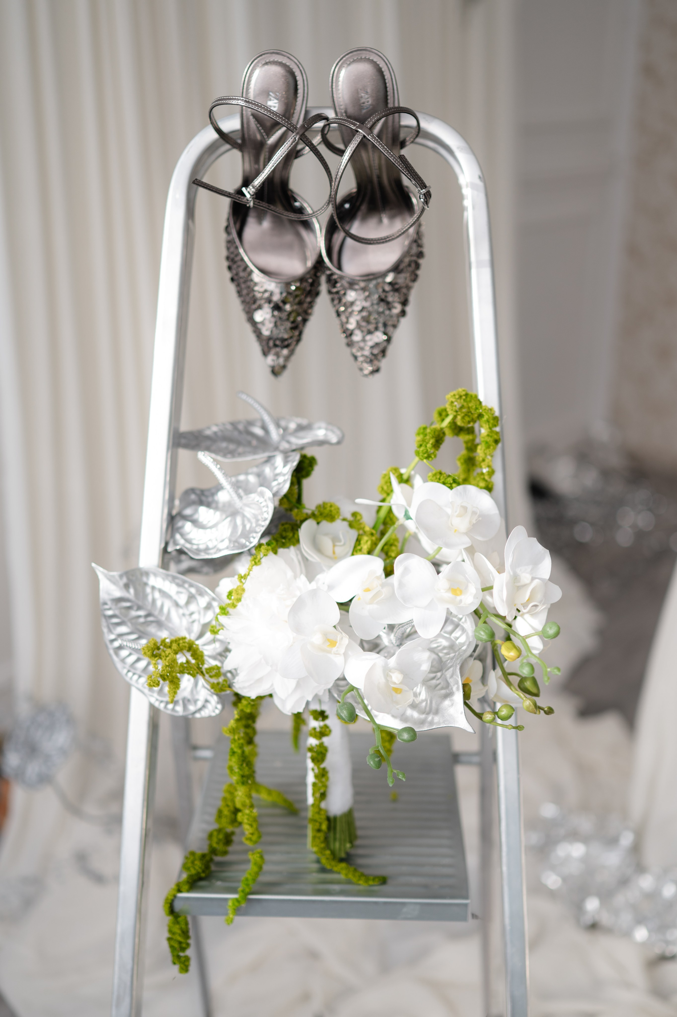 Bride with a concept silver Chrome. Alexandra Hanu Photographer