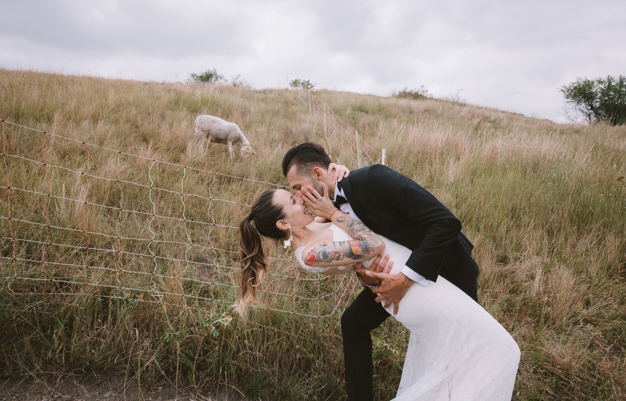 couple in wedding dress 