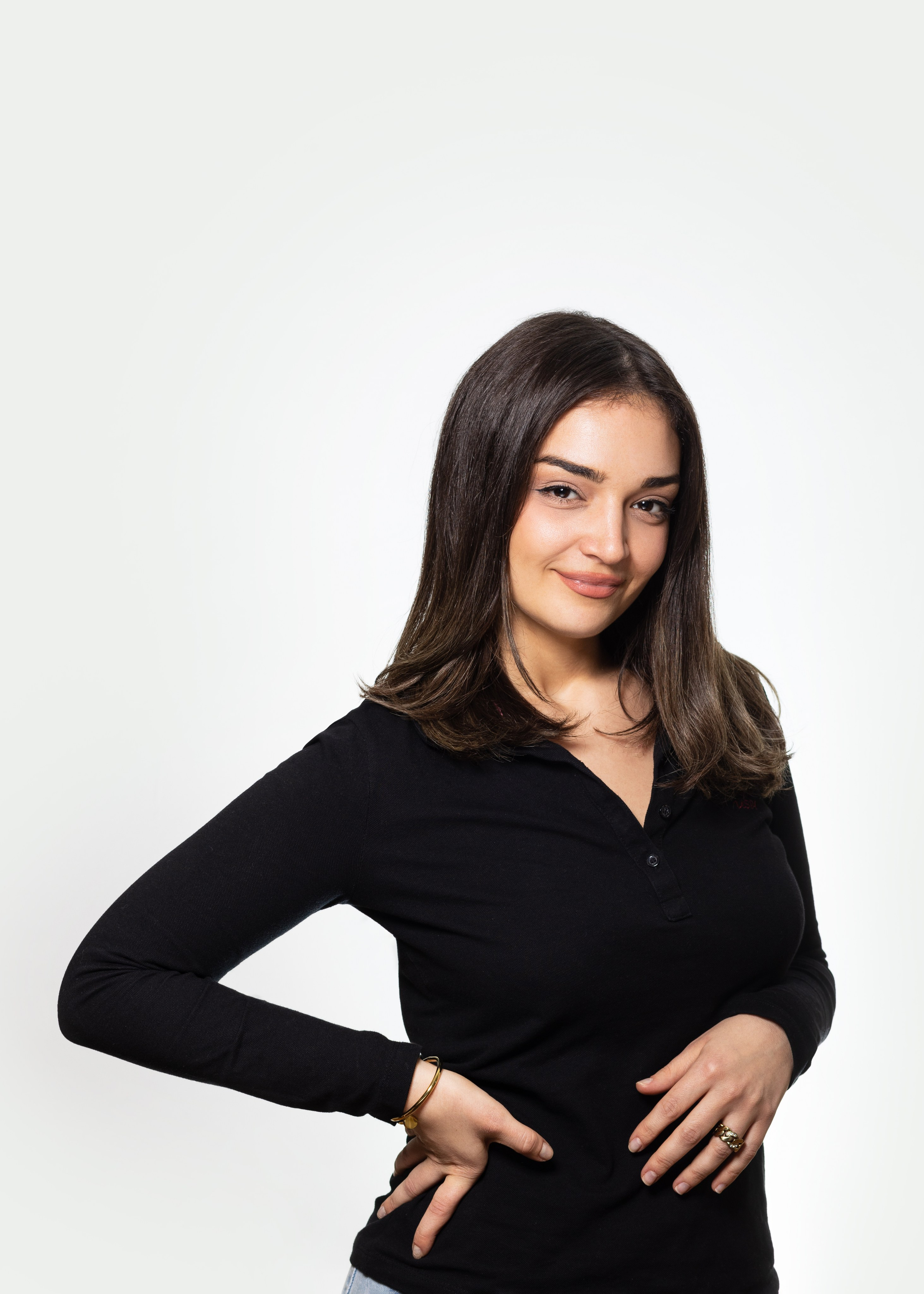 Corporate team member at 1 click Marketing, a business portrait on a white background