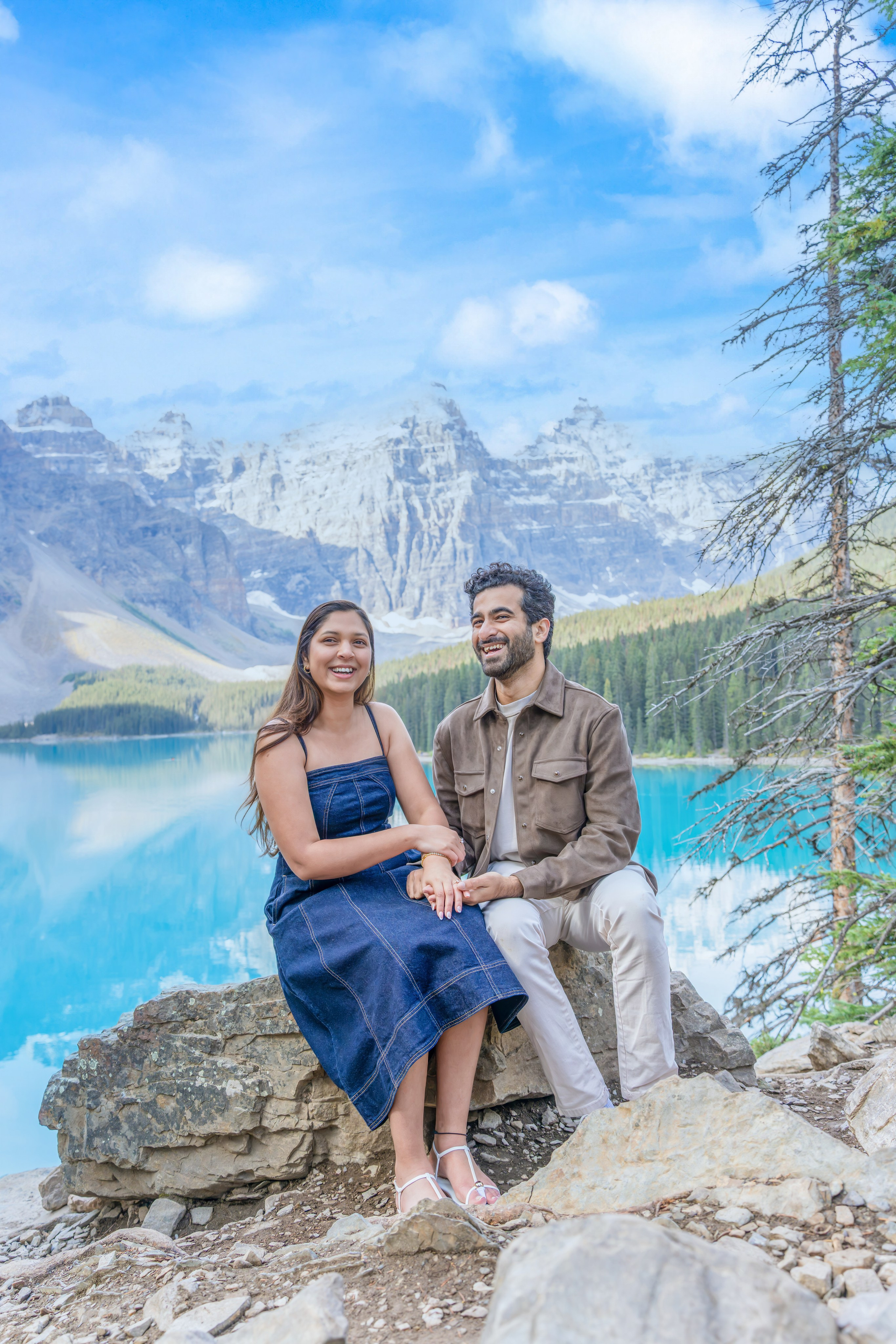 Mohit & Rya — Surprise Proposal — Moraine Lake, Banff