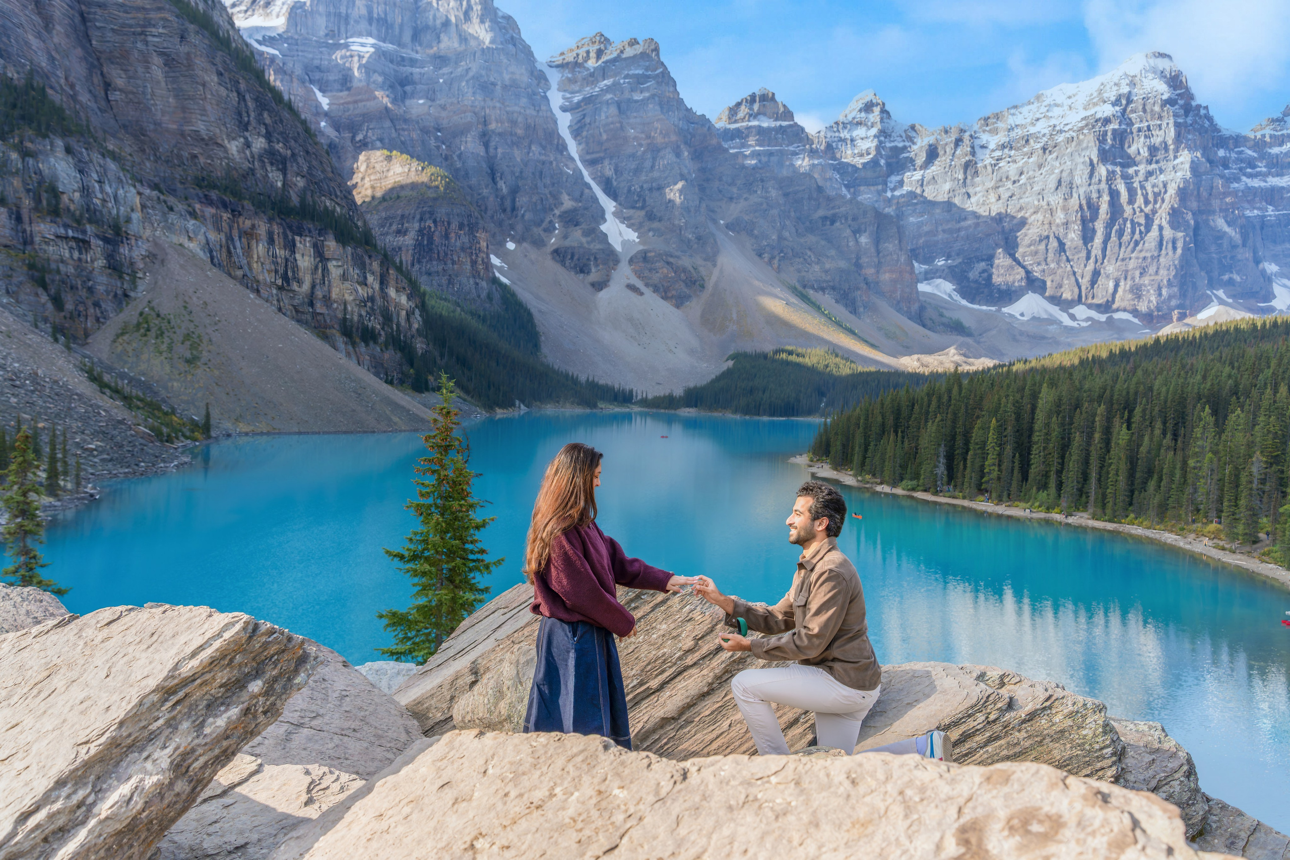 Mohit & Rya — Surprise Proposal — Moraine Lake, Banff