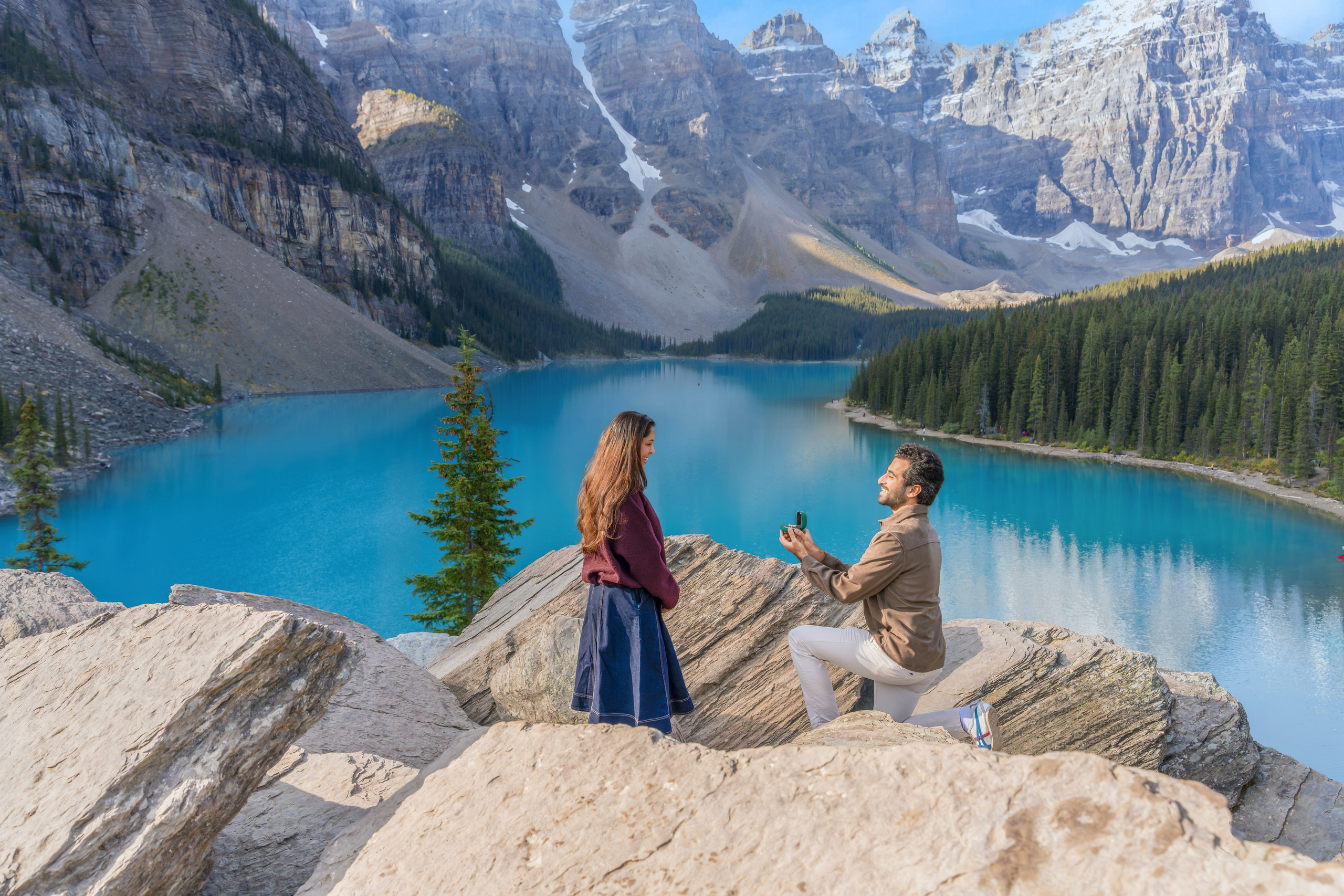 Mohit & Rya — Surprise Proposal — Moraine Lake, Banff