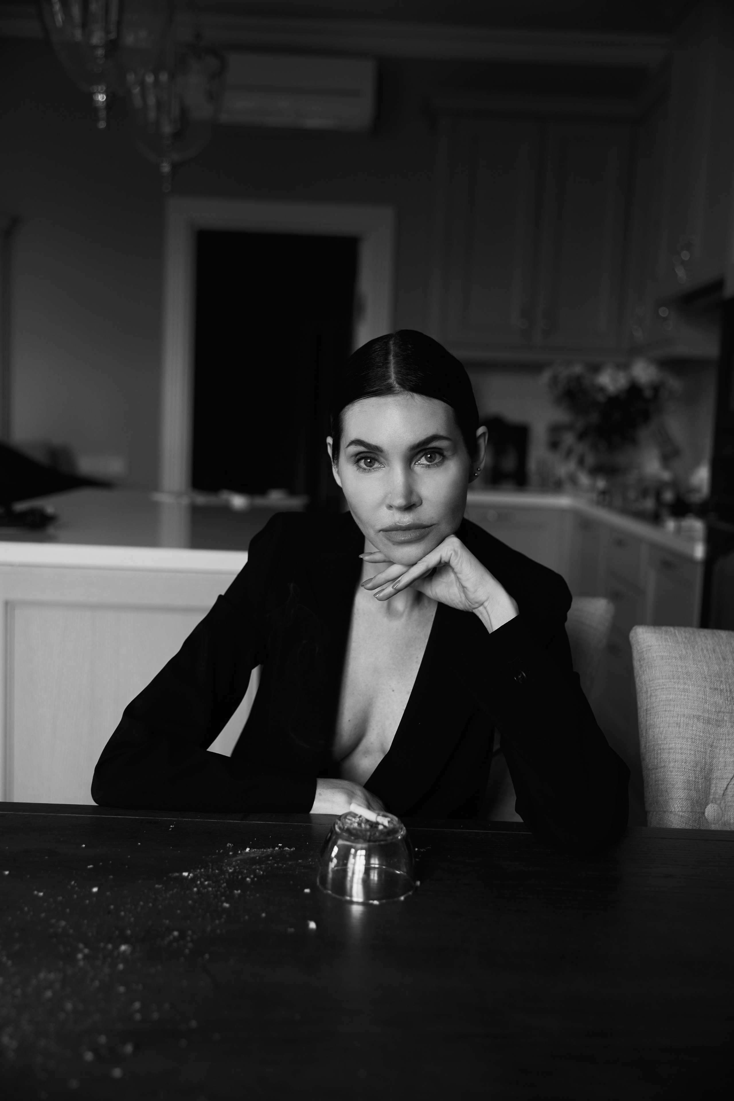 woman looks directly in the camera, stunning portrait face