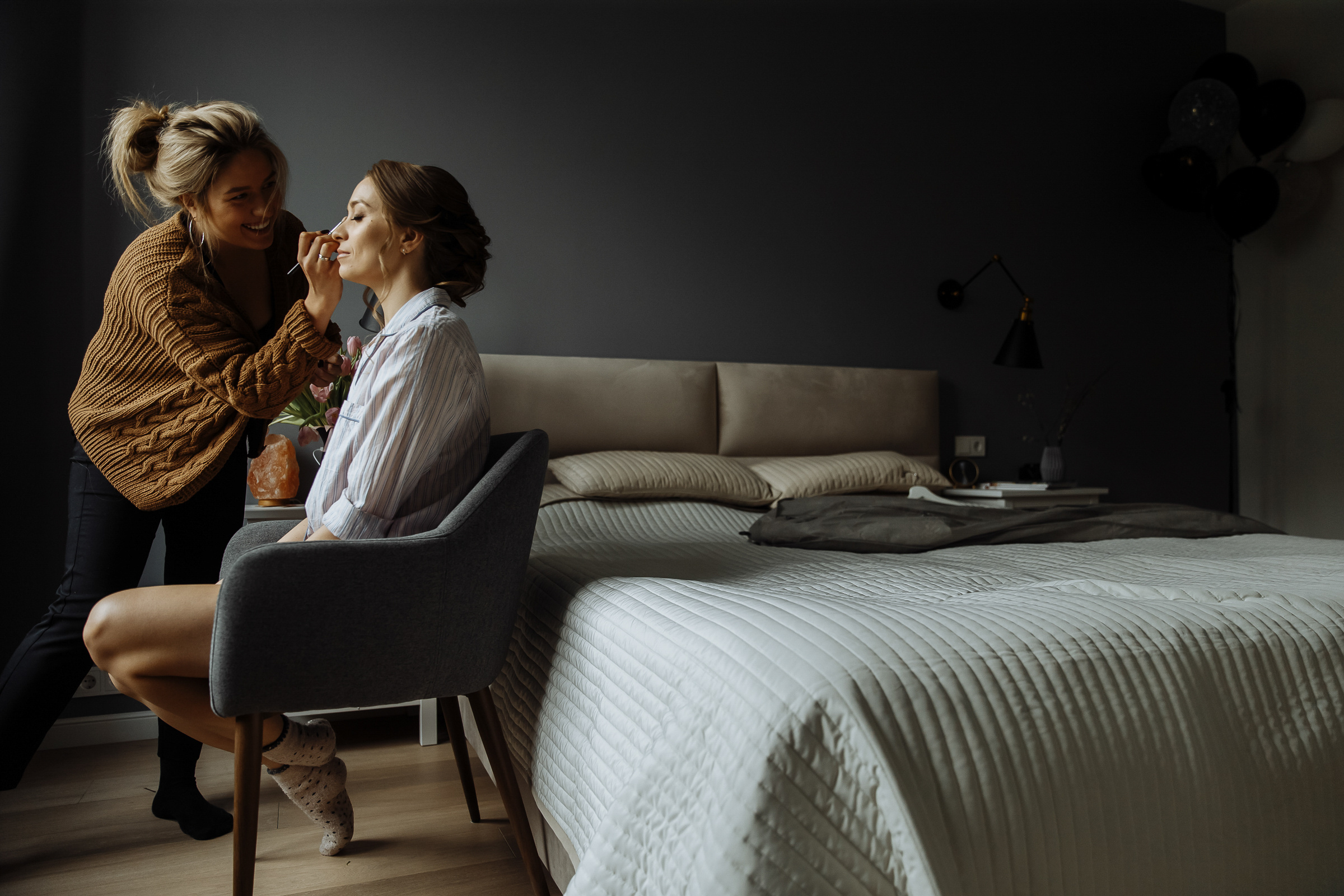 Bride makeup in morning light, by Tanya Bogdan, Bude, Cornwall wedding photographer.  