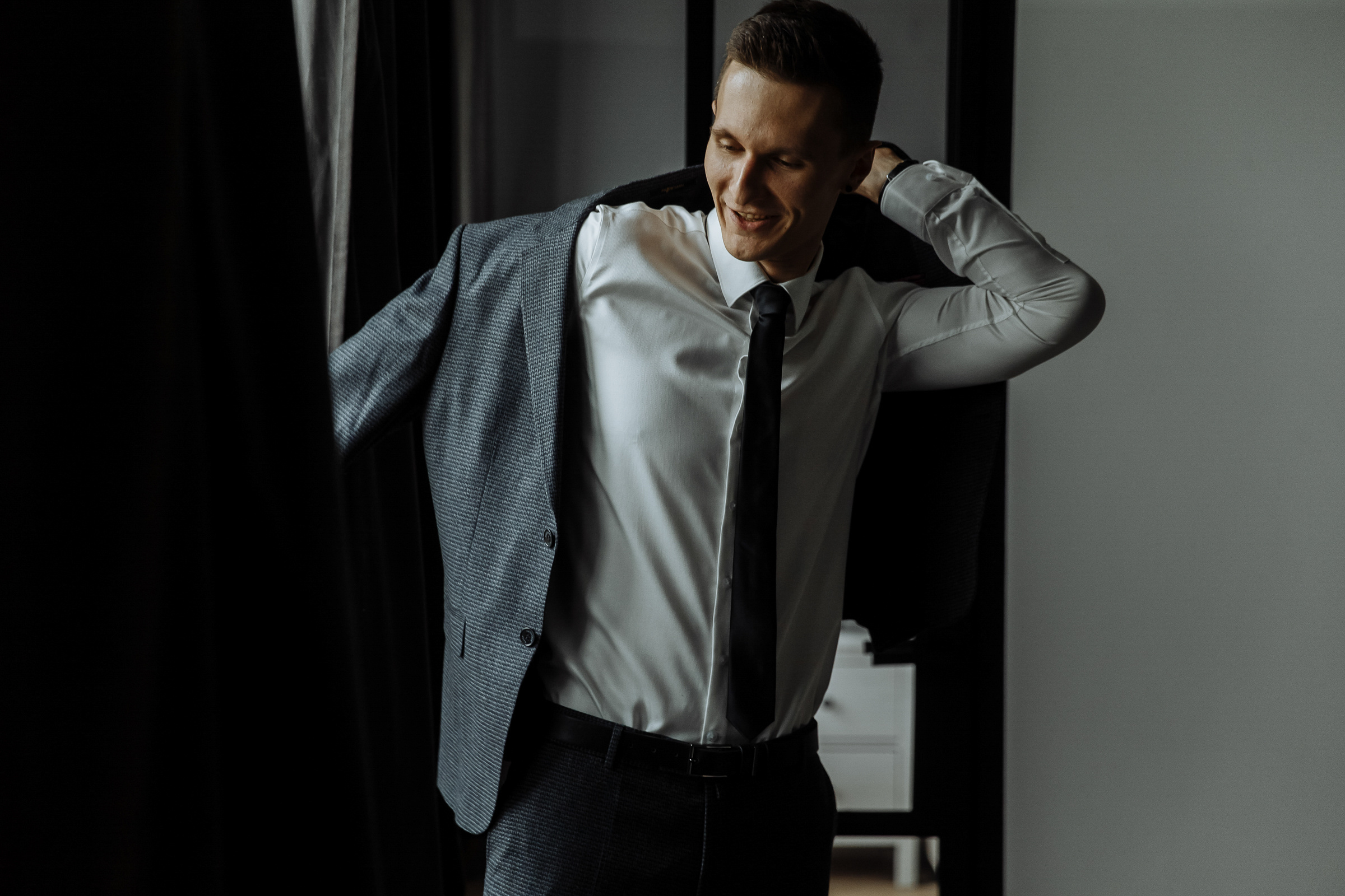 Groom’s jacket, by Tanya Bogdan, Bude, Cornwall wedding photographer.  