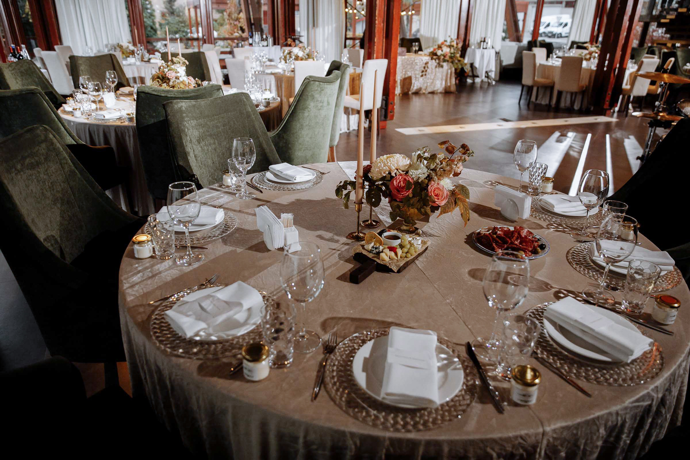 Reception decorin venue, by Tanya Bodgan, indoor wedding photography.  