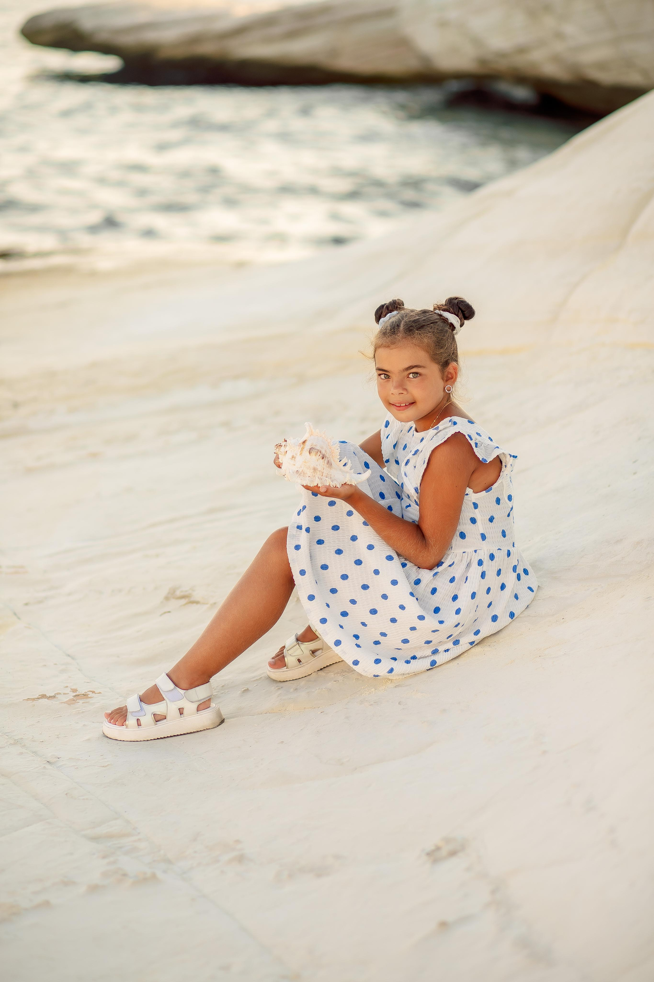 Mother and daughter. White rocks. Photographer in Cyprus