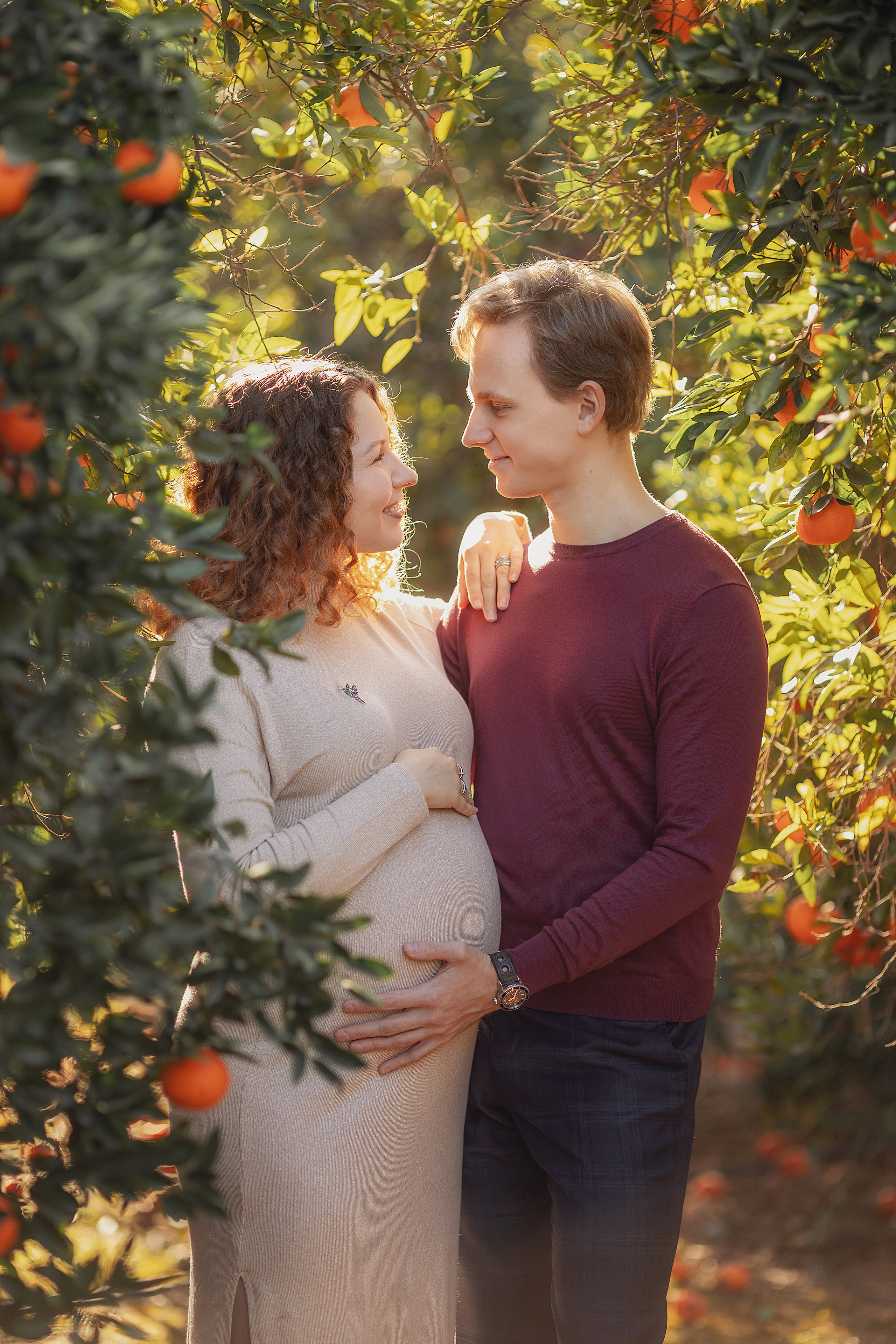 Photoshoot in mandarine garden. Photographer in Cyprus