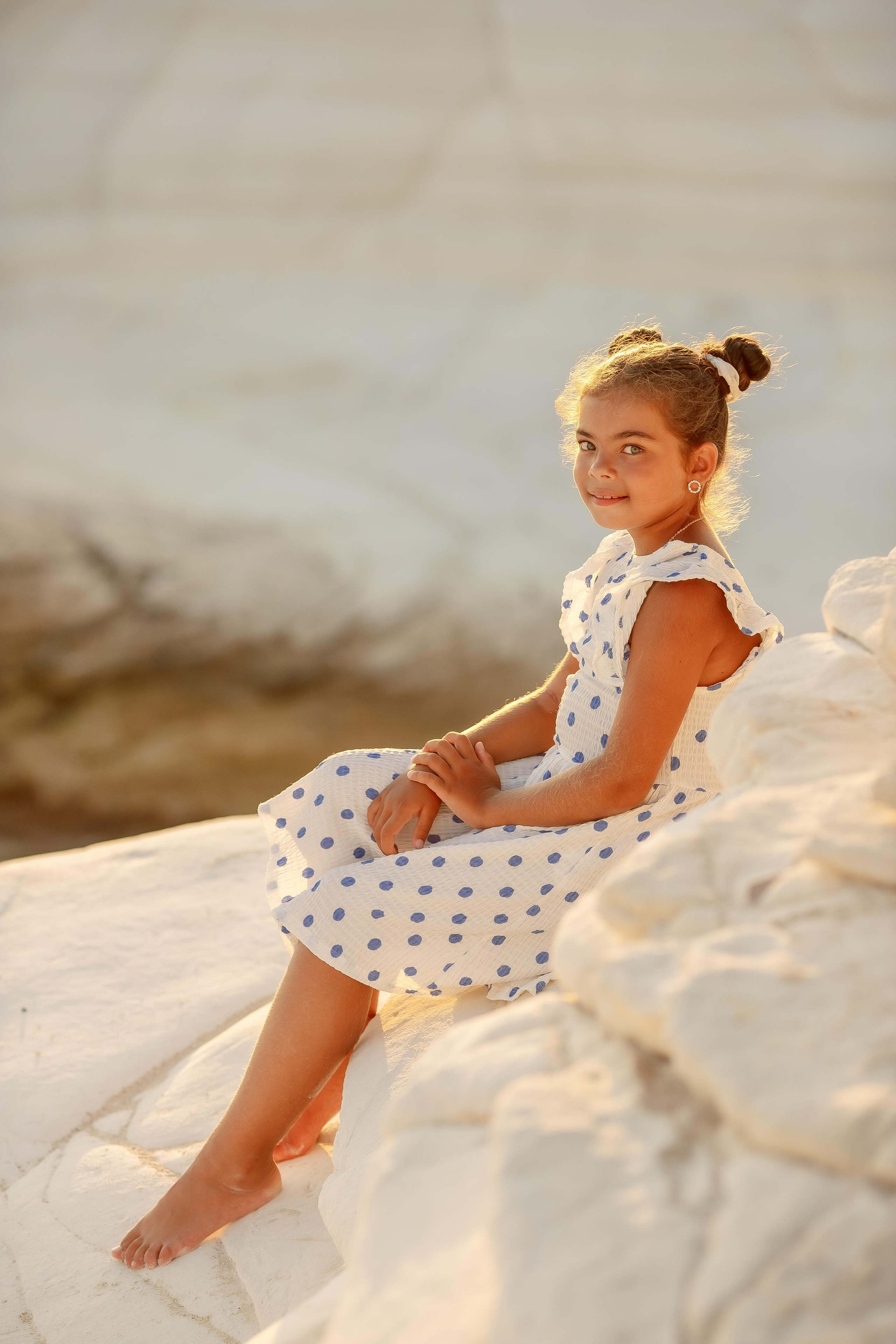 Mother and daughter. White rocks. Photographer in Cyprus