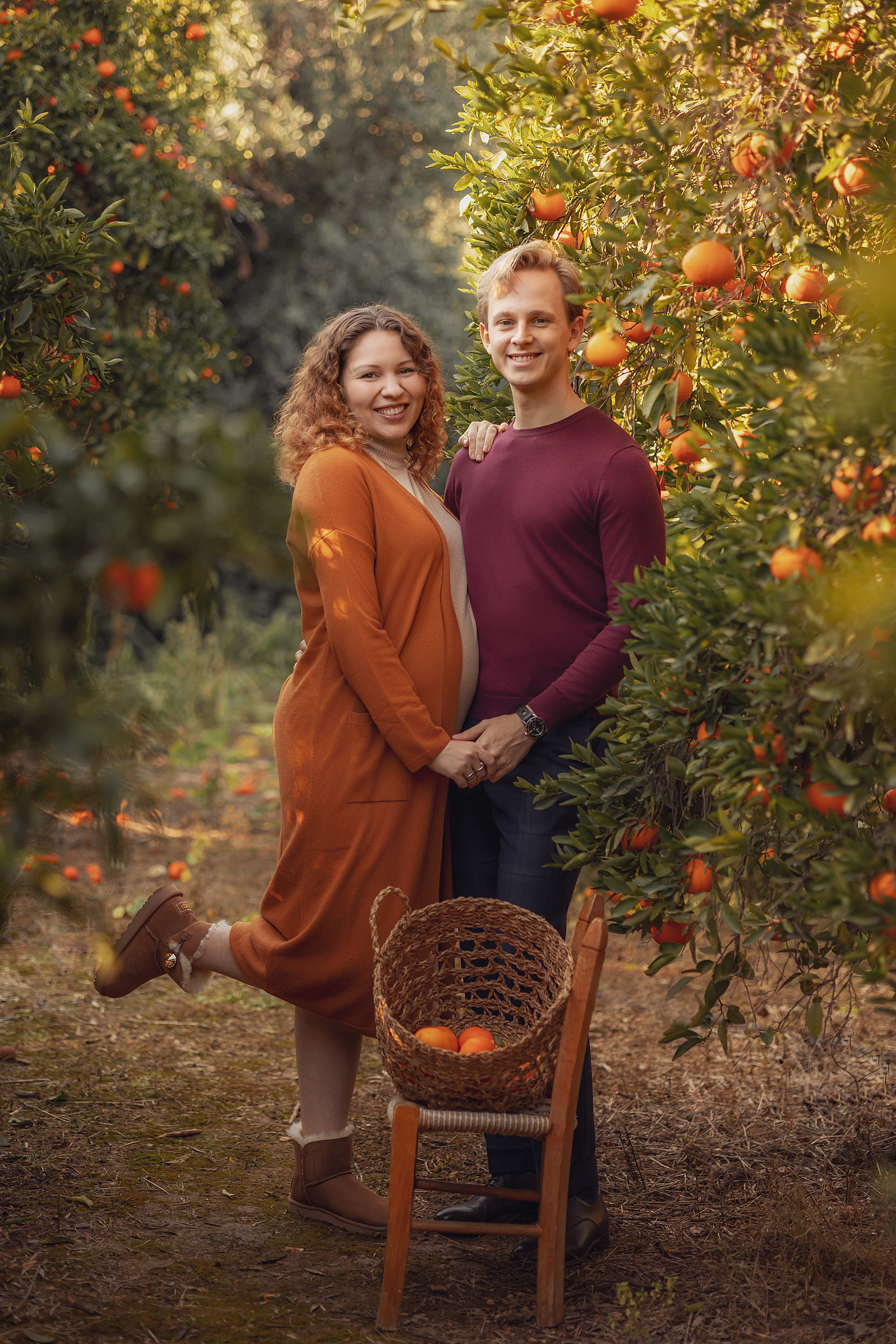 Photoshoot in mandarine garden. Photographer in Cyprus
