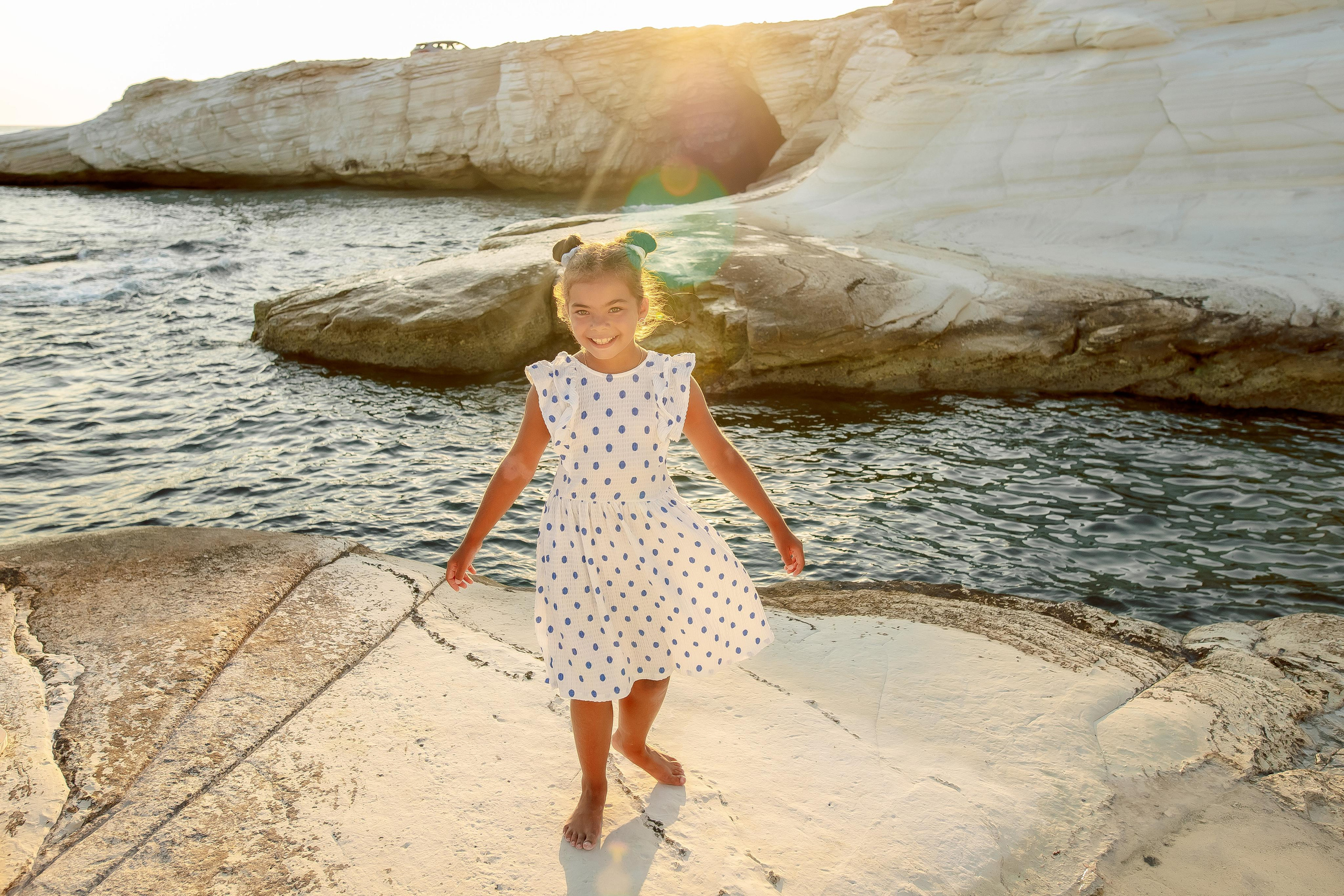Mother and daughter. White rocks. Photographer in Cyprus