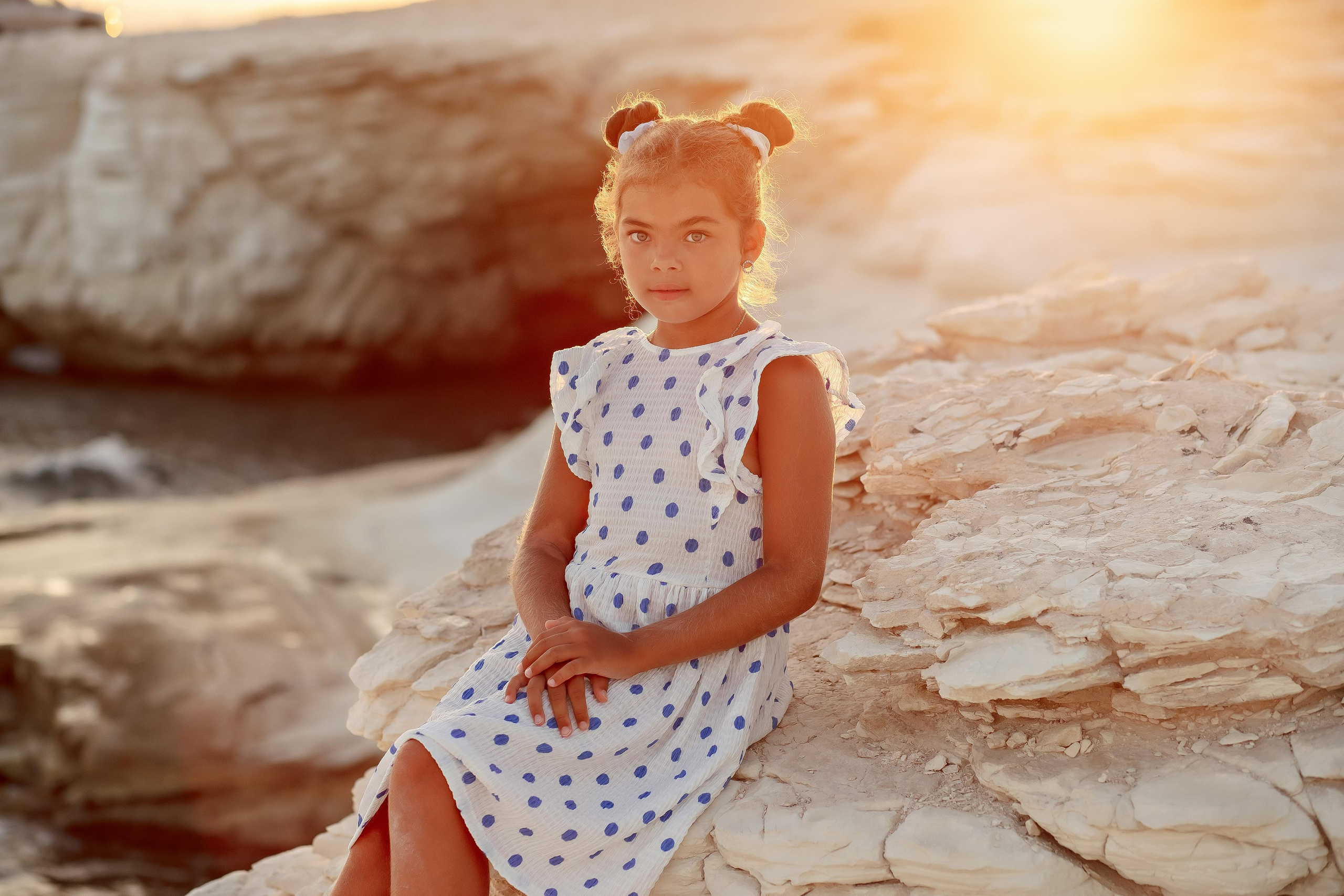 Mother and daughter. White rocks. Photographer in Cyprus